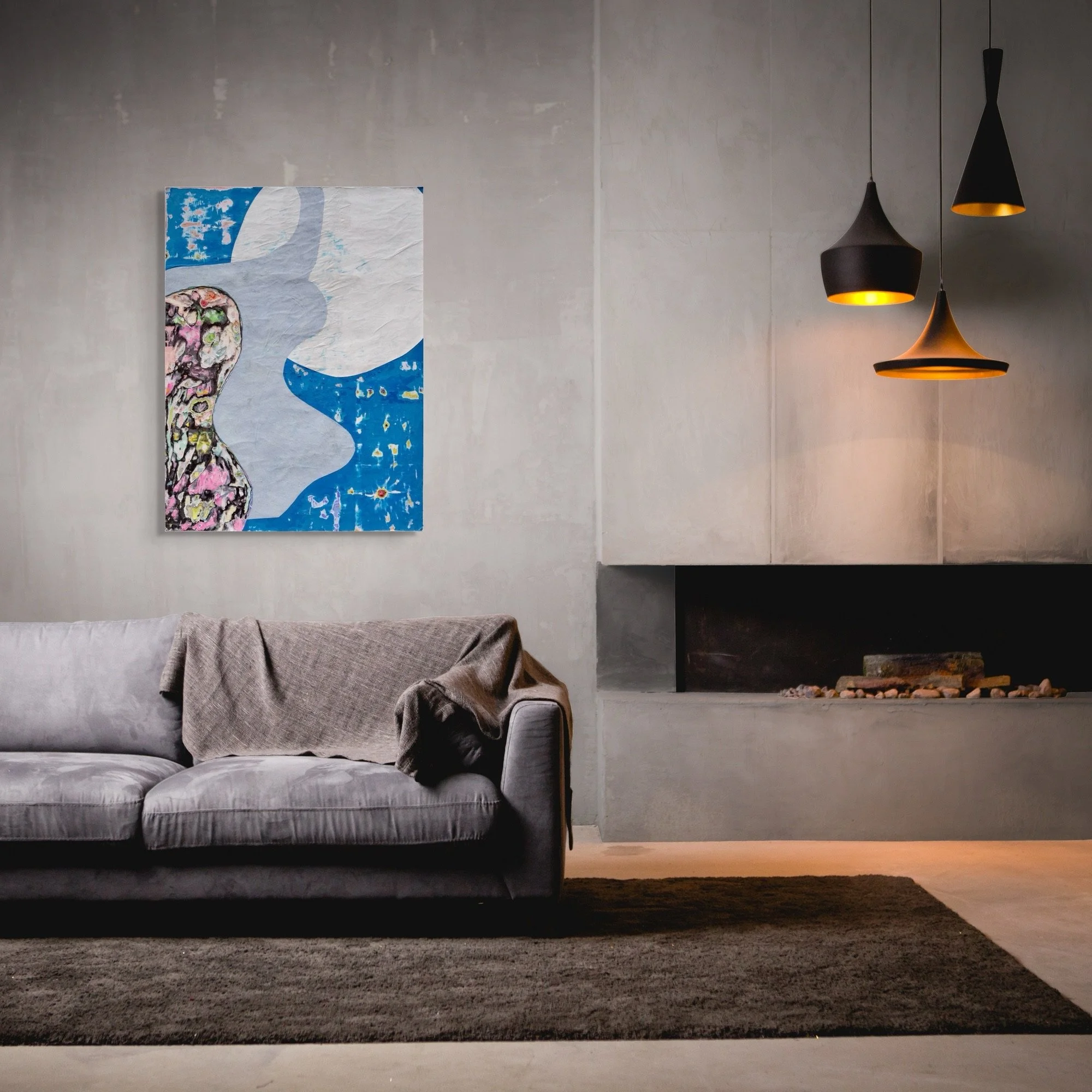 Zevana, sculptural carved paper artwork by Michele Bonds, installed in modern interior