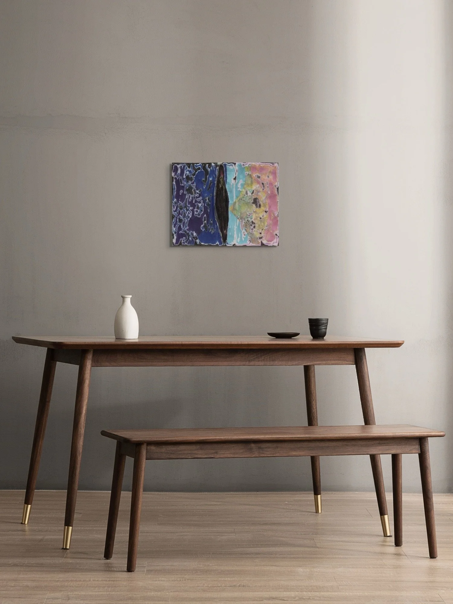 Fall Chaos, layered and hand-carved paper artwork by Michele Bonds, shown in contemporary interior