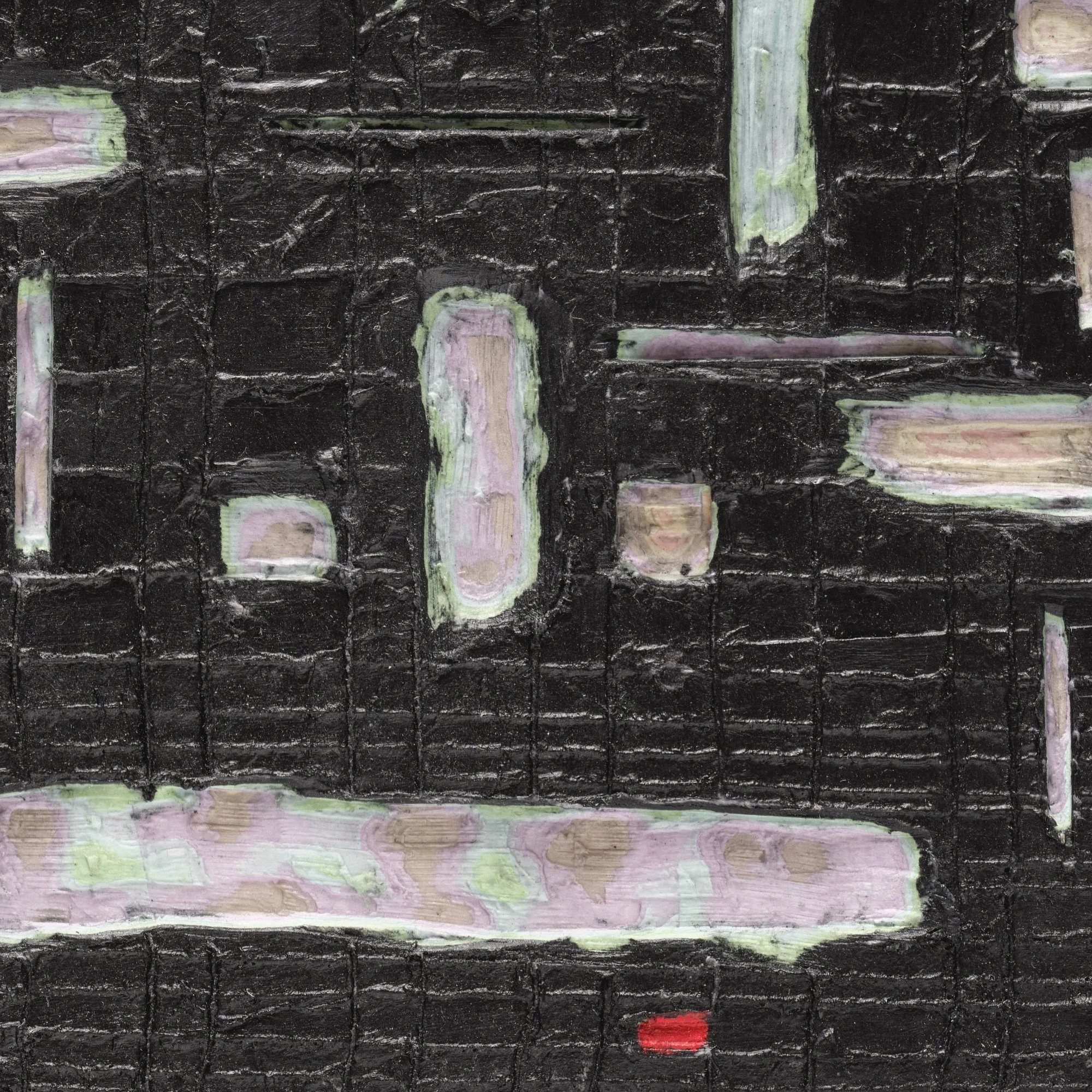 Detail of Black #3 showing layered and hand-carved paper surface