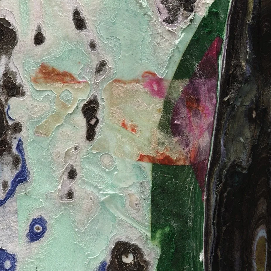 Detail of Summer Chaos showing layered and hand-carved paper surface Close-up detail of Spring Chaos revealing depth, strata, and texture