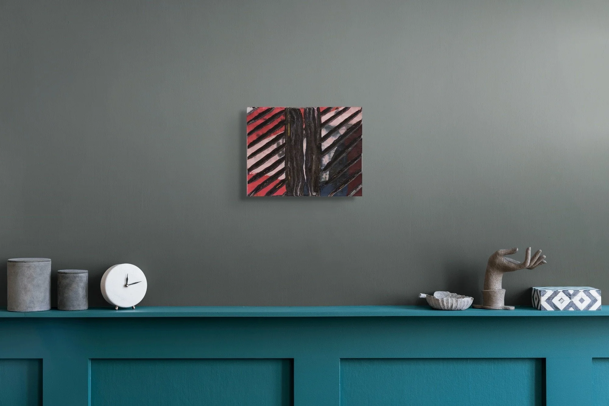 Winter Order, layered and hand-carved paper artwork by Michele Bonds, shown in contemporary interior