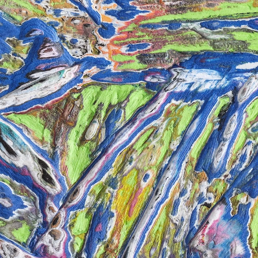Close-up detail of Flow #2 revealing depth, strata, and texture