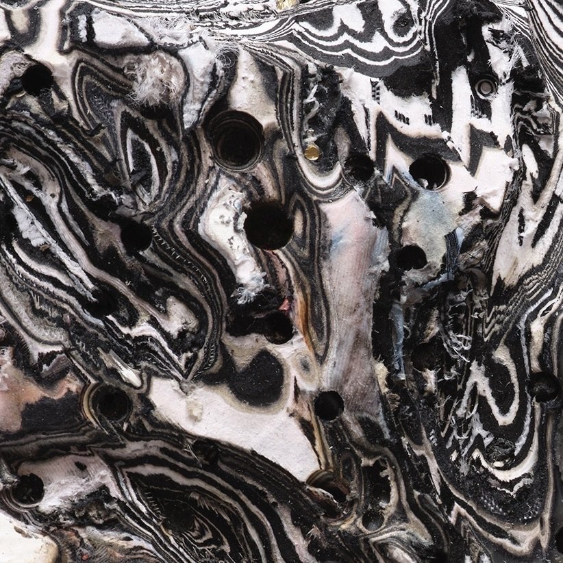 Close-up detail of White #5 revealing depth, strata, and texture