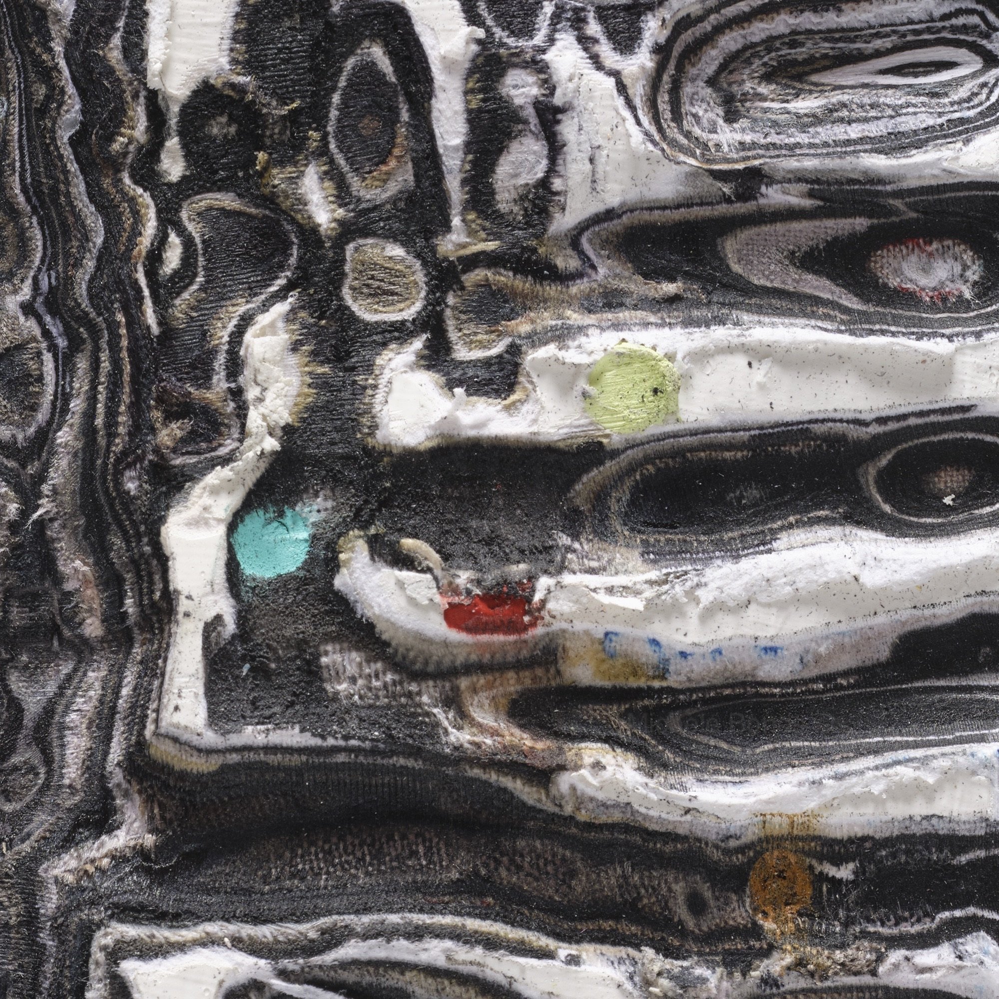 Surface detail of White #2 with exposed layers and sculptural cuts