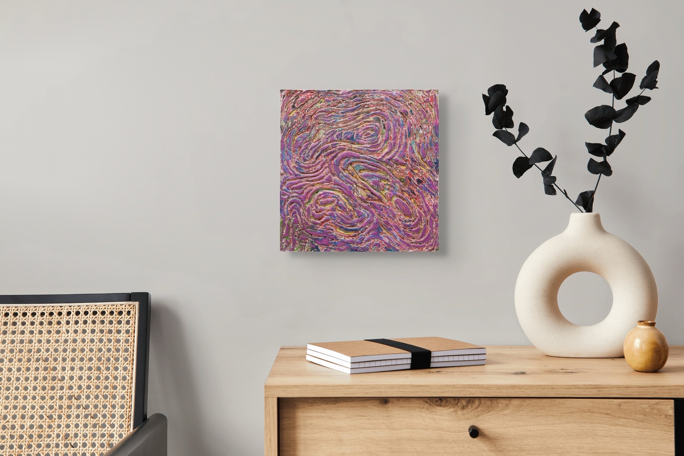 Curves #1, sculptural carved paper artwork by Michele Bonds, installed in modern interior