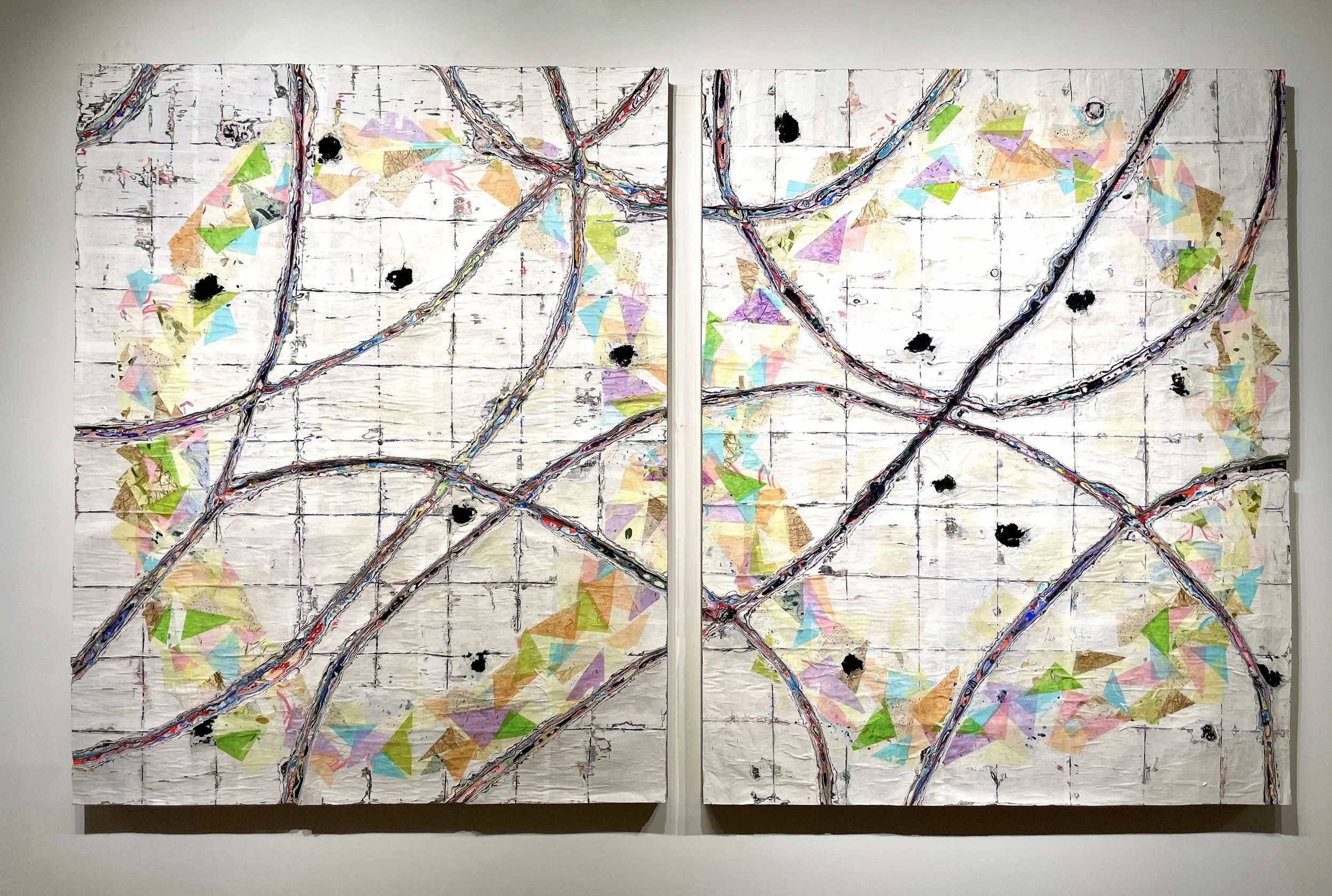 The Irreversible Intimacy of Two Collapsing Bodies, 60 x 96 in (diptych)