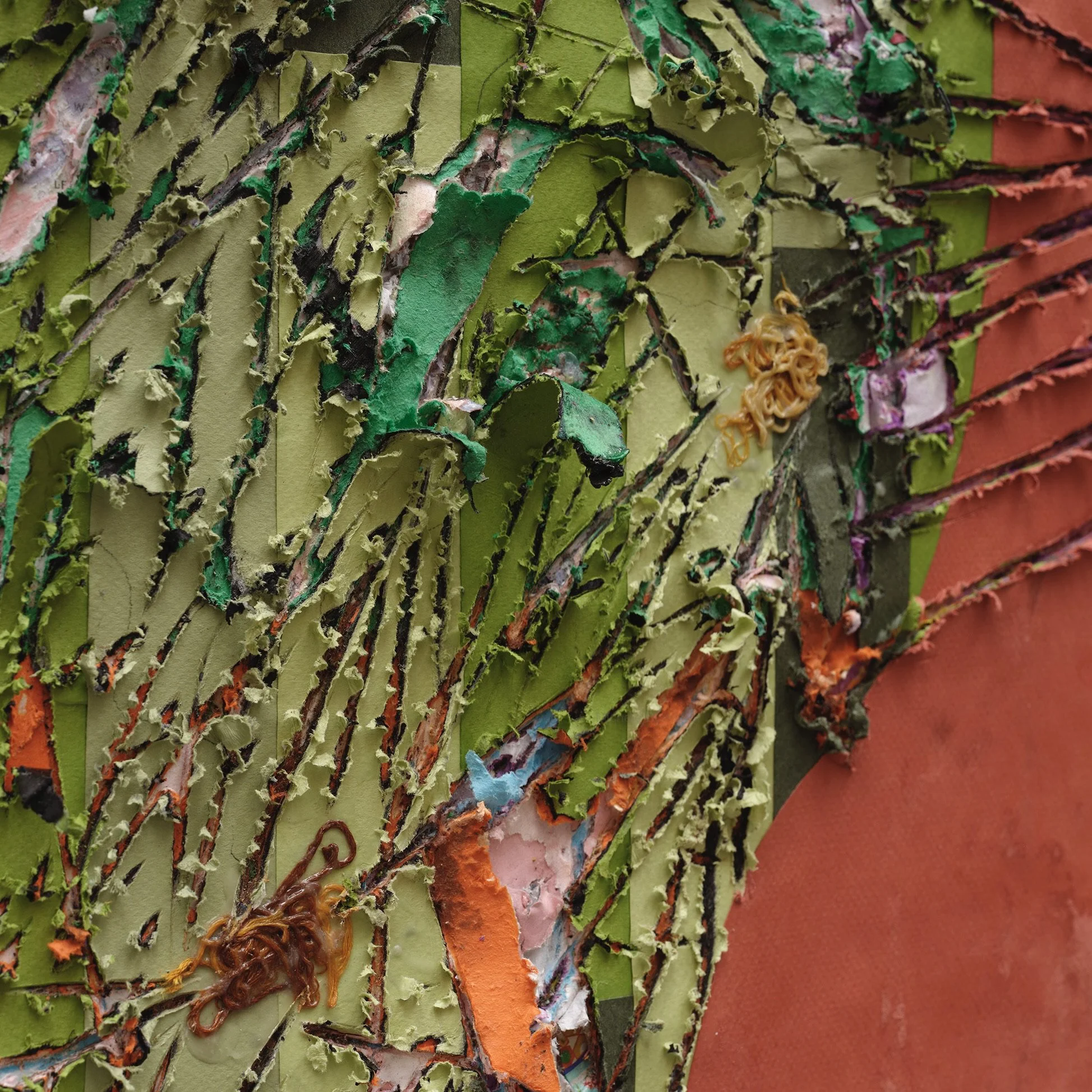 Detail of Hesticybe showing layered and hand-carved paper surface
