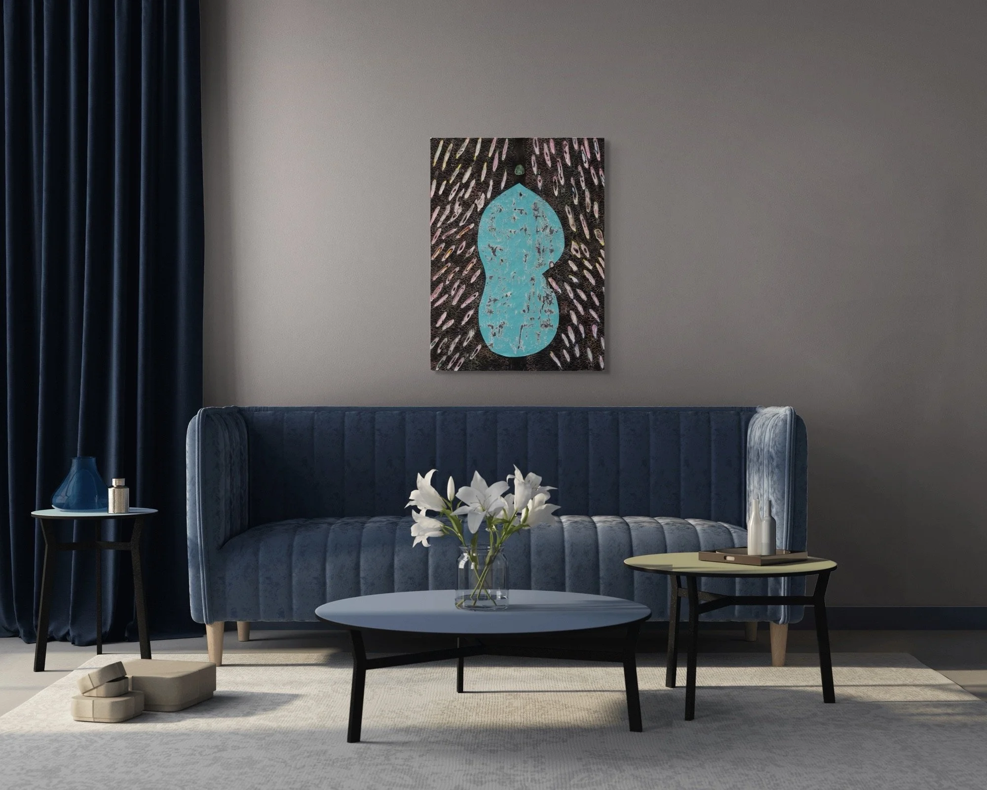 Grigoria, sculptural carved paper artwork by Michele Bonds, installed in modern interior