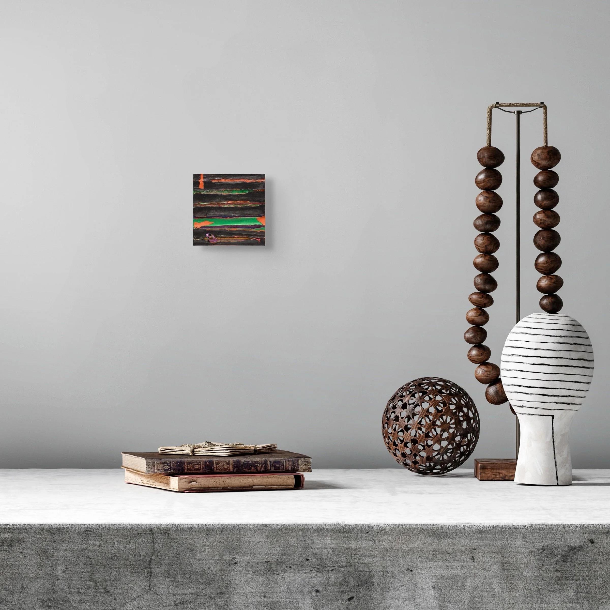 Black #2, sculptural carved paper artwork by Michele Bonds, installed in modern interior