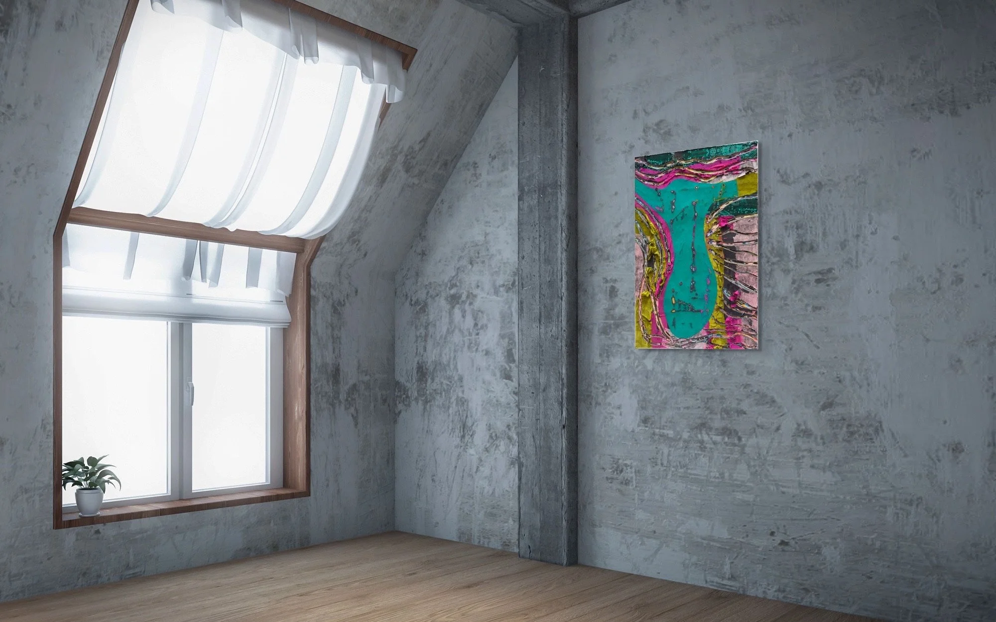 Stakahi, sculptural paper artwork by Michele Bonds, displayed in neutral interior setting