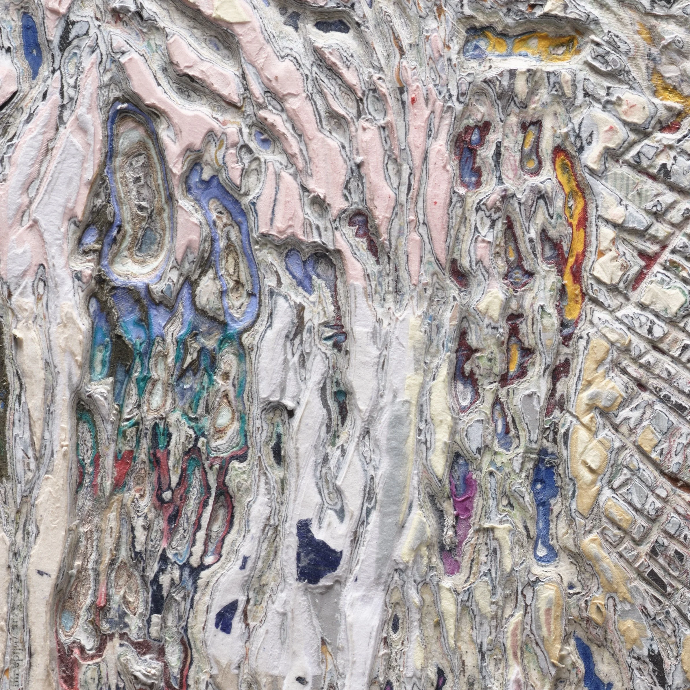Macro detail of Homage #1 highlighting carved paper relief and internal structure
