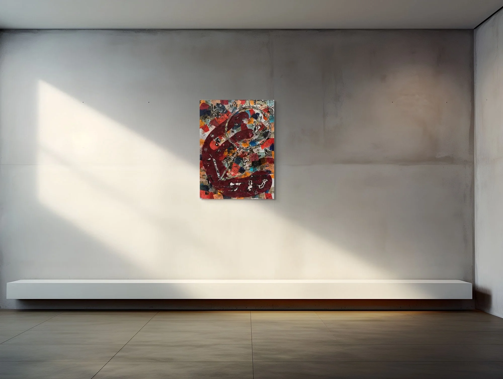 Miss in Abyme, sculptural carved paper artwork by Michele Bonds, installed in modern interior
