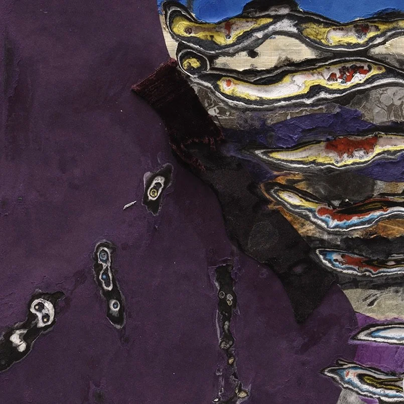 Surface detail of Gothilyn Monroe with exposed layers and sculptural cuts
