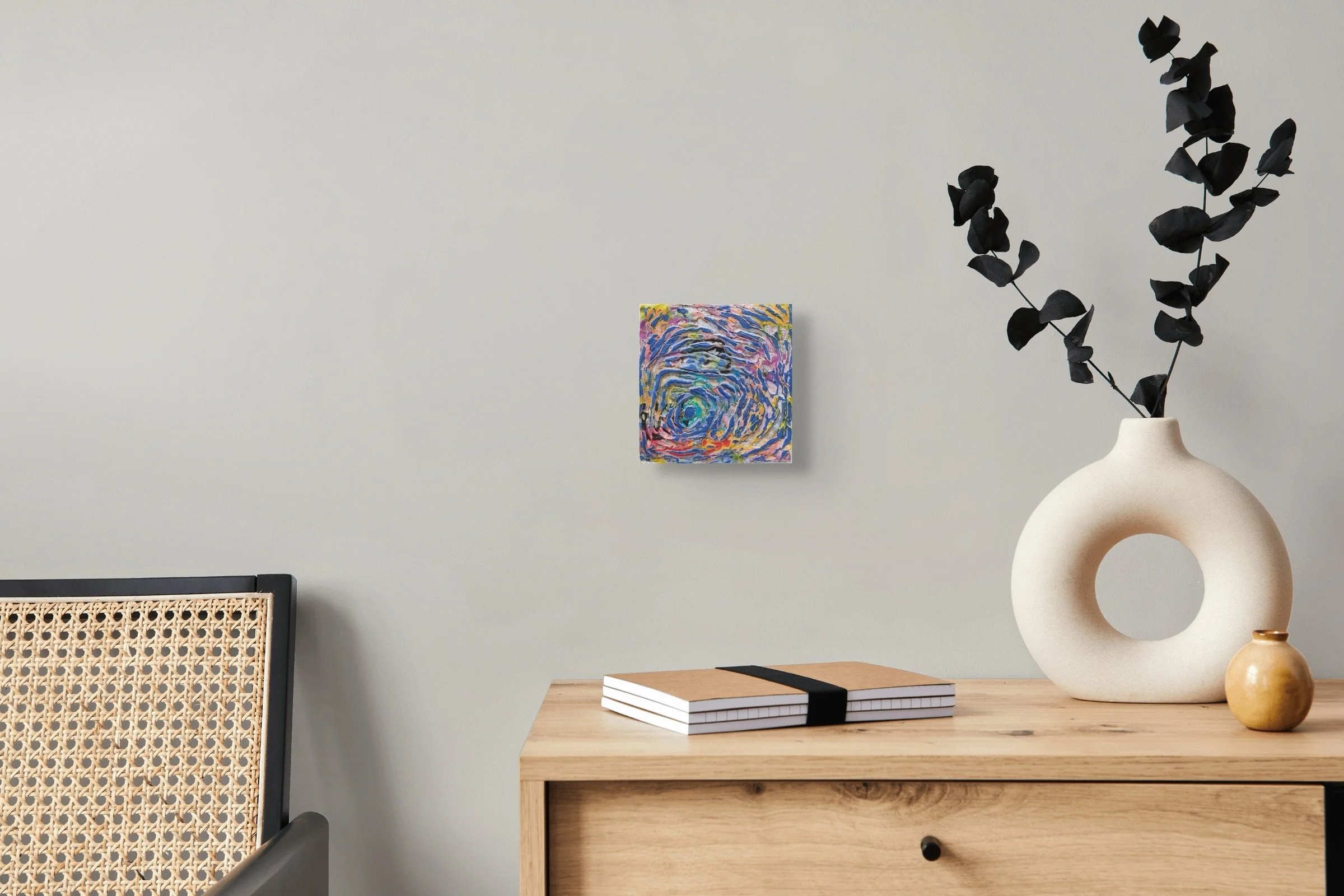 Curves #2, sculptural carved paper artwork by Michele Bonds, installed in modern interior