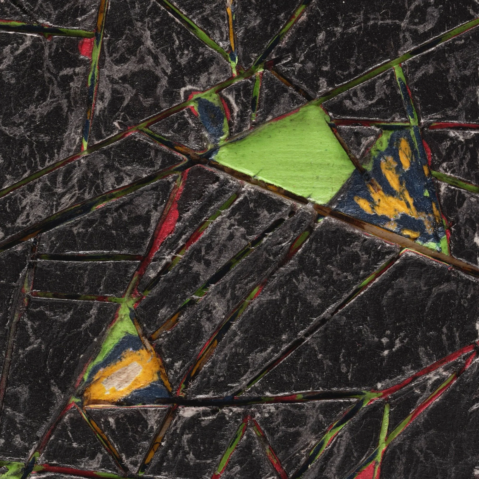 Detail of Black #4 showing layered and hand-carved paper surface