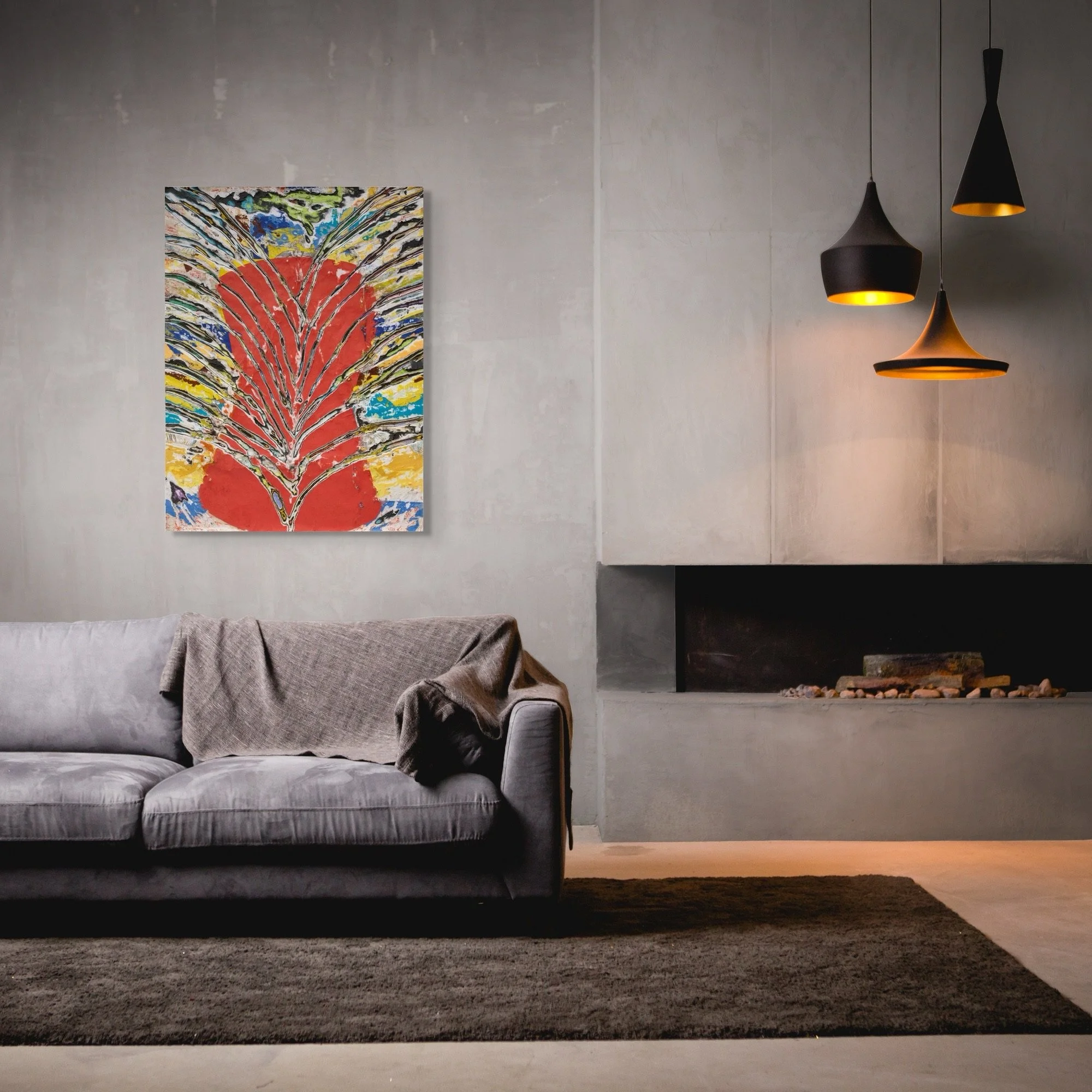 Tiger Domme, sculptural carved paper artwork by Michele Bonds, installed in modern interior