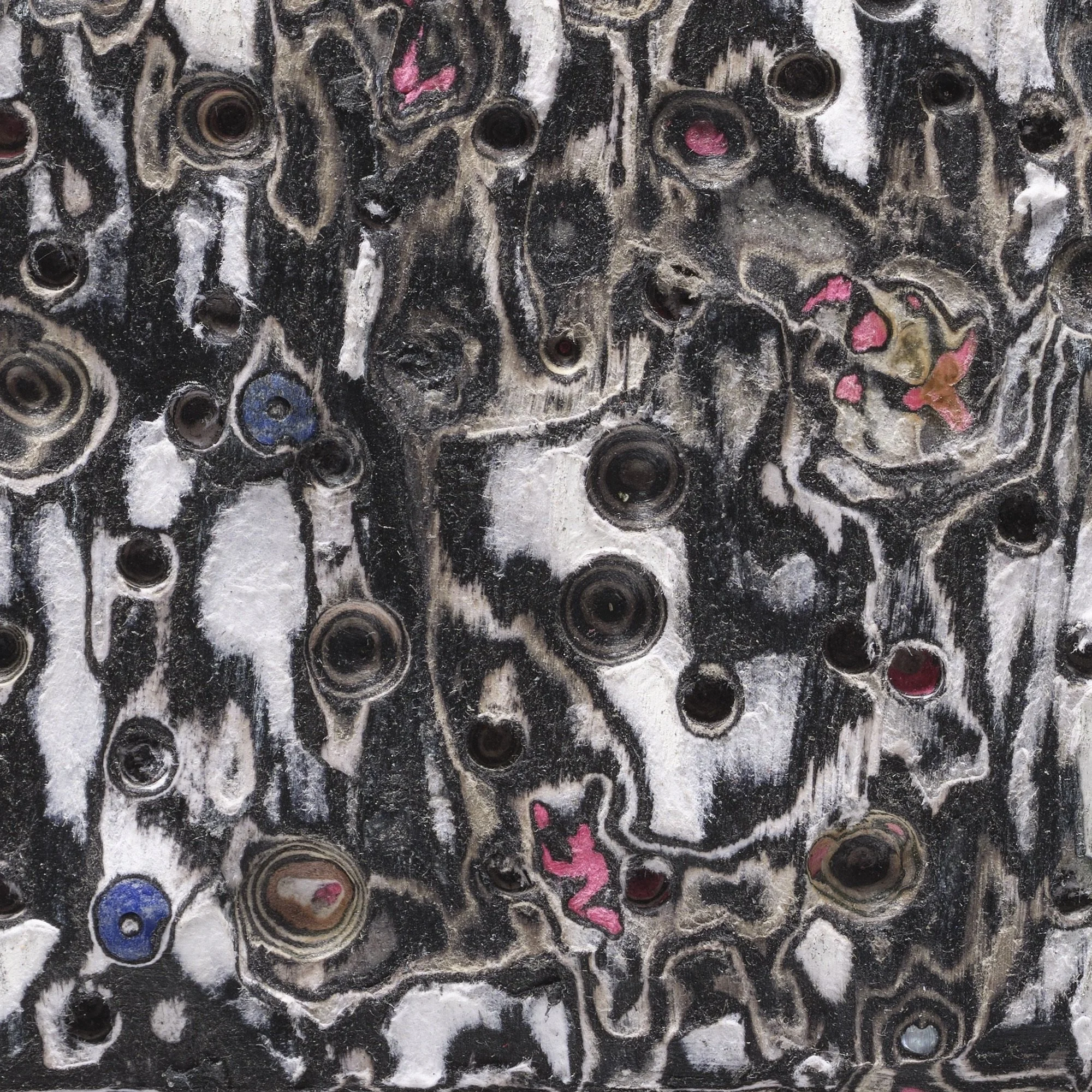 Surface detail of White #3 with exposed layers and sculptural cuts