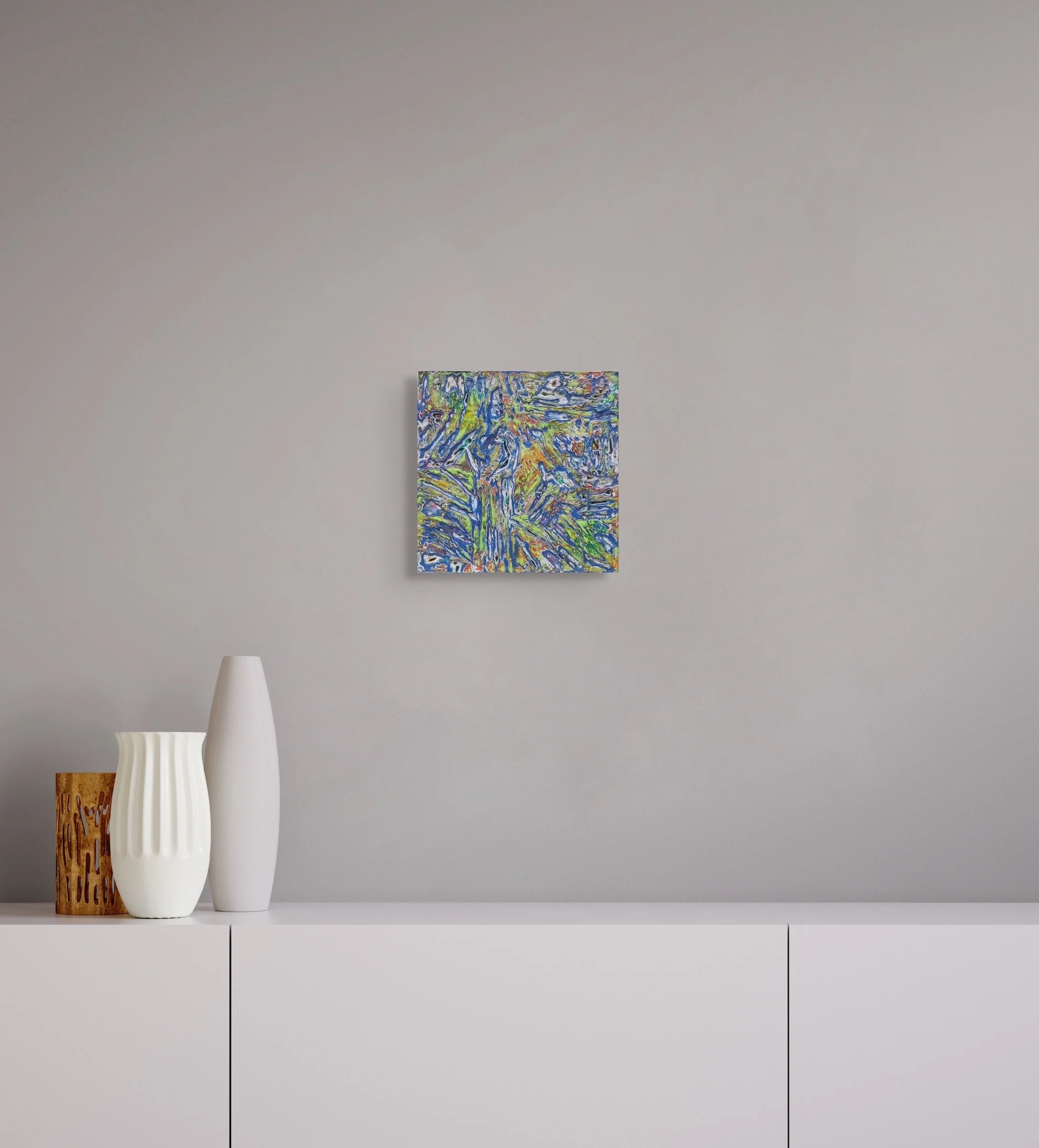 Flow #2, sculptural paper artwork by Michele Bonds, displayed in neutral interior setting
