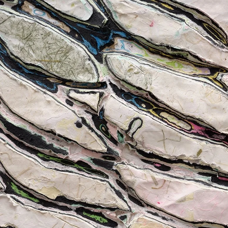 Surface detail of ALo with exposed layers and sculptural cuts