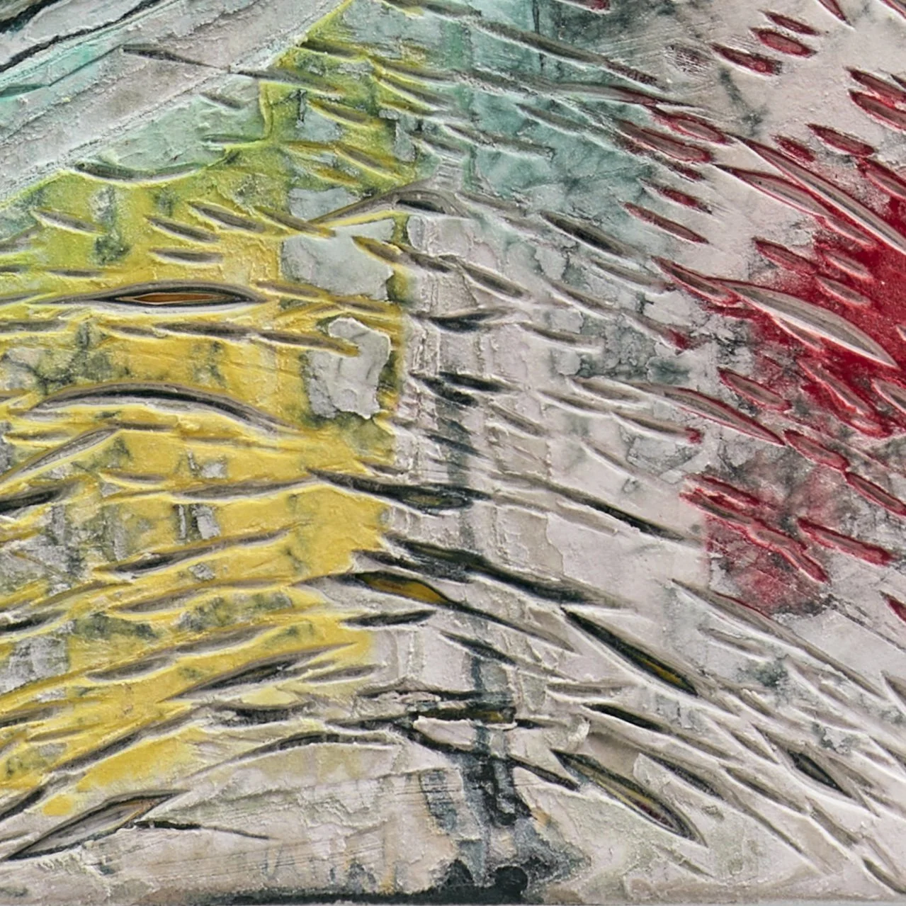 Macro detail of Birth of a Vector highlighting carved paper relief and internal structure
