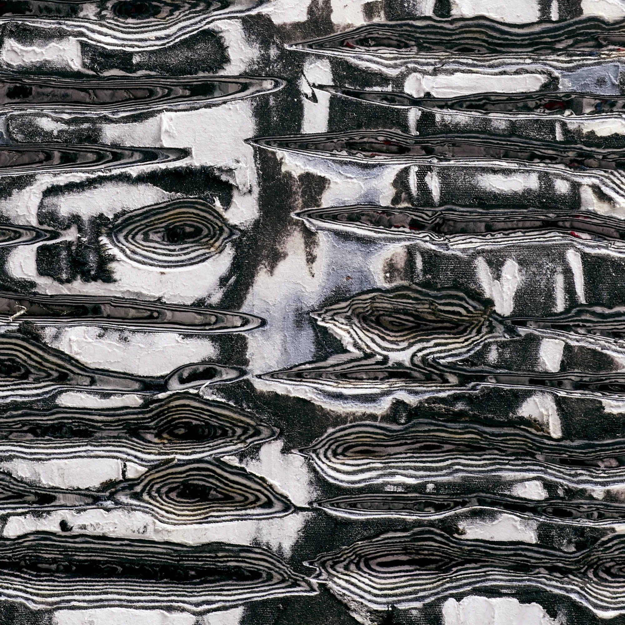 Detail of Axial Memory with exposed layers and sculptural cuts