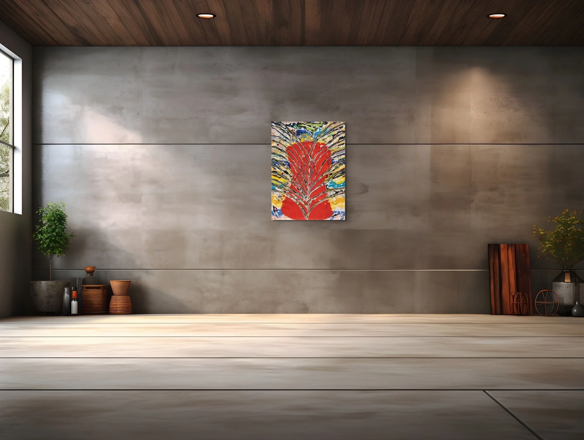 Tiger Domme, layered and hand-carved paper artwork by Michele Bonds, shown in contemporary interior
