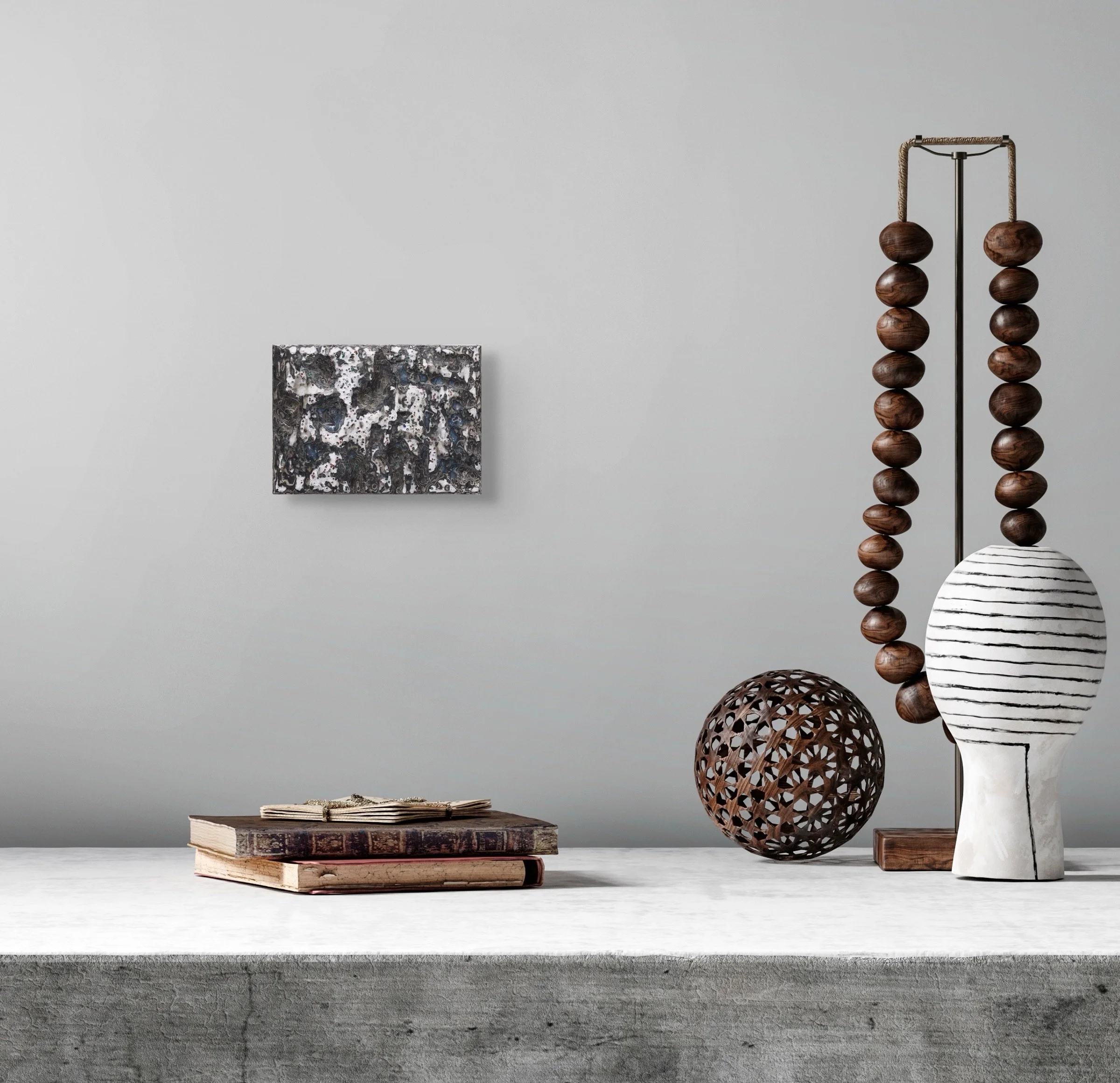 White #4, sculptural carved paper artwork by Michele Bonds, installed in modern interior