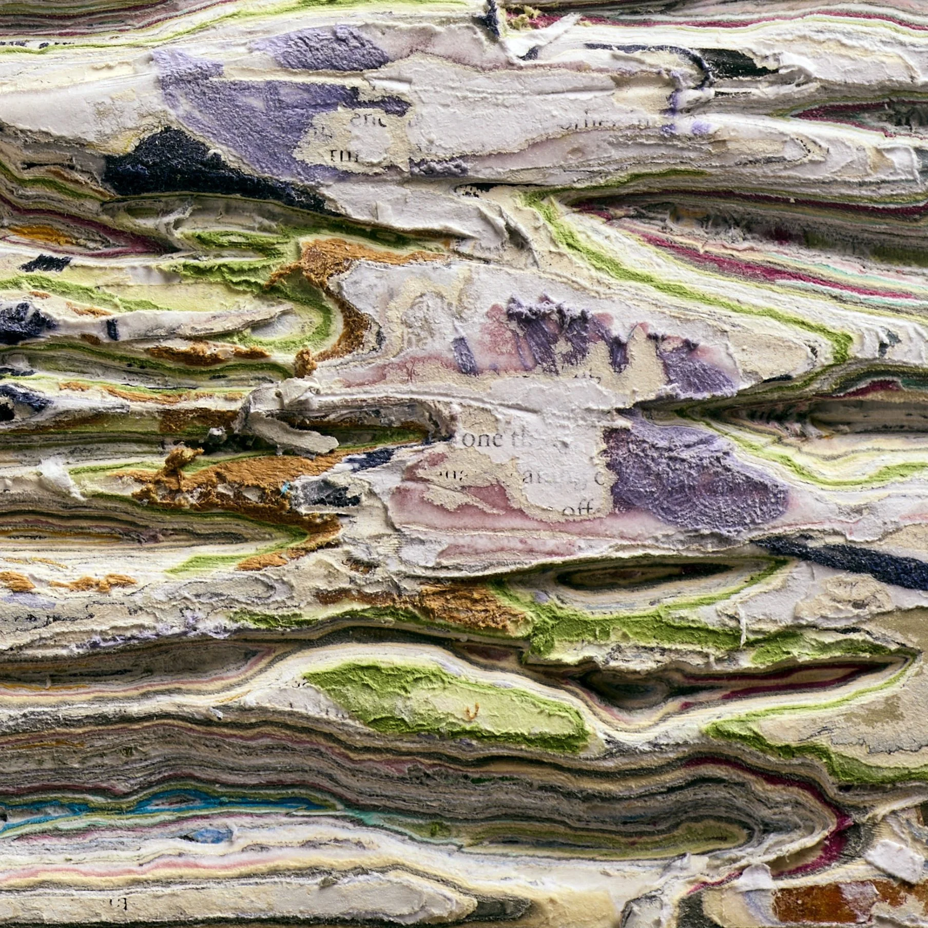 Macro detail of Accretion of Becoming highlighting carved paper relief and internal structure
