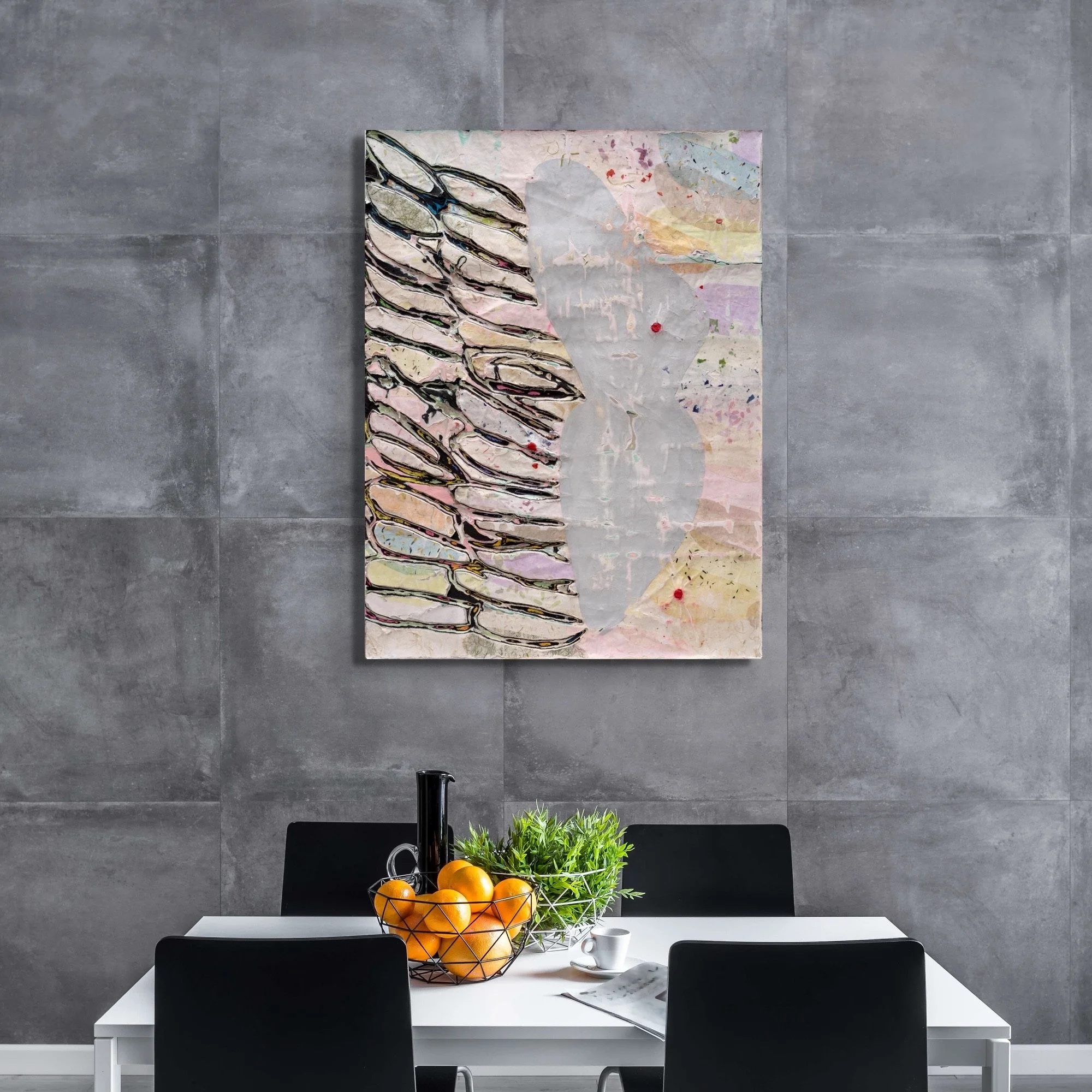 ALo, sculptural paper artwork by Michele Bonds, displayed in neutral interior setting