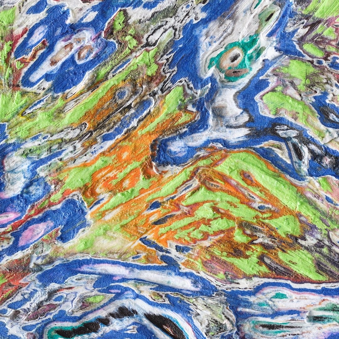 Surface detail of Flow #2 with exposed layers and sculptural cuts