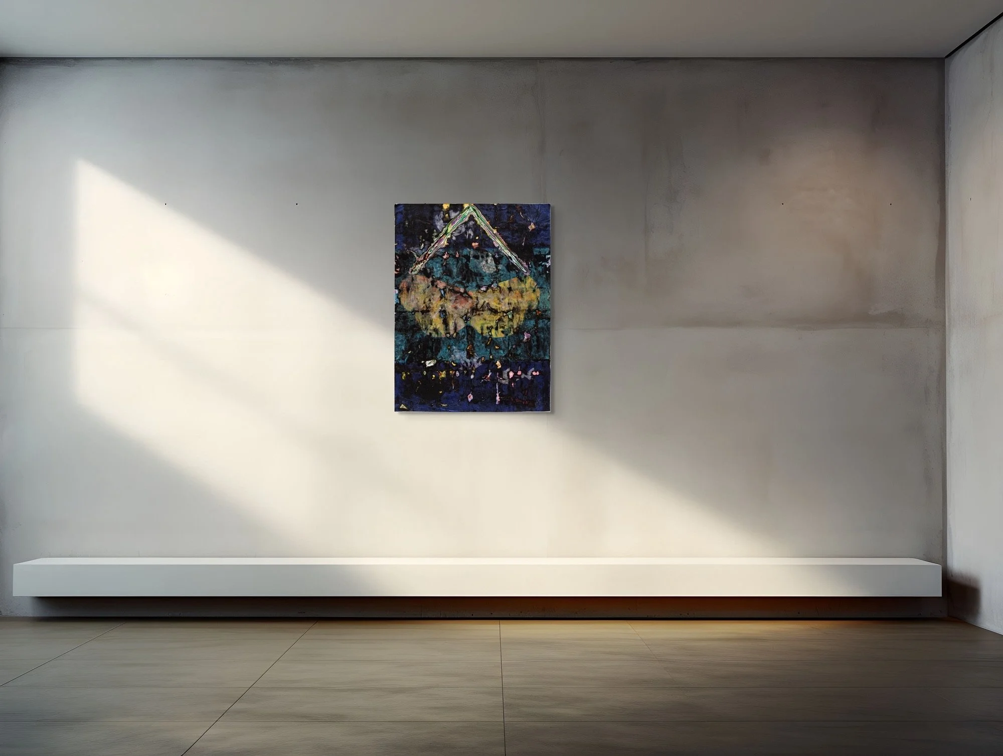 Peixinha, sculptural paper artwork by Michele Bonds, displayed in neutral interior setting