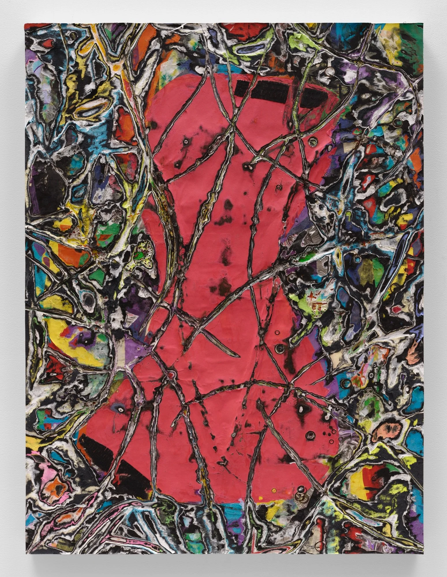 Michele Bonds sculptural layered paper relief, hand-carved, mixed-media, Lorette-ah, Cracks in the Temple Series, 40 x 30 in