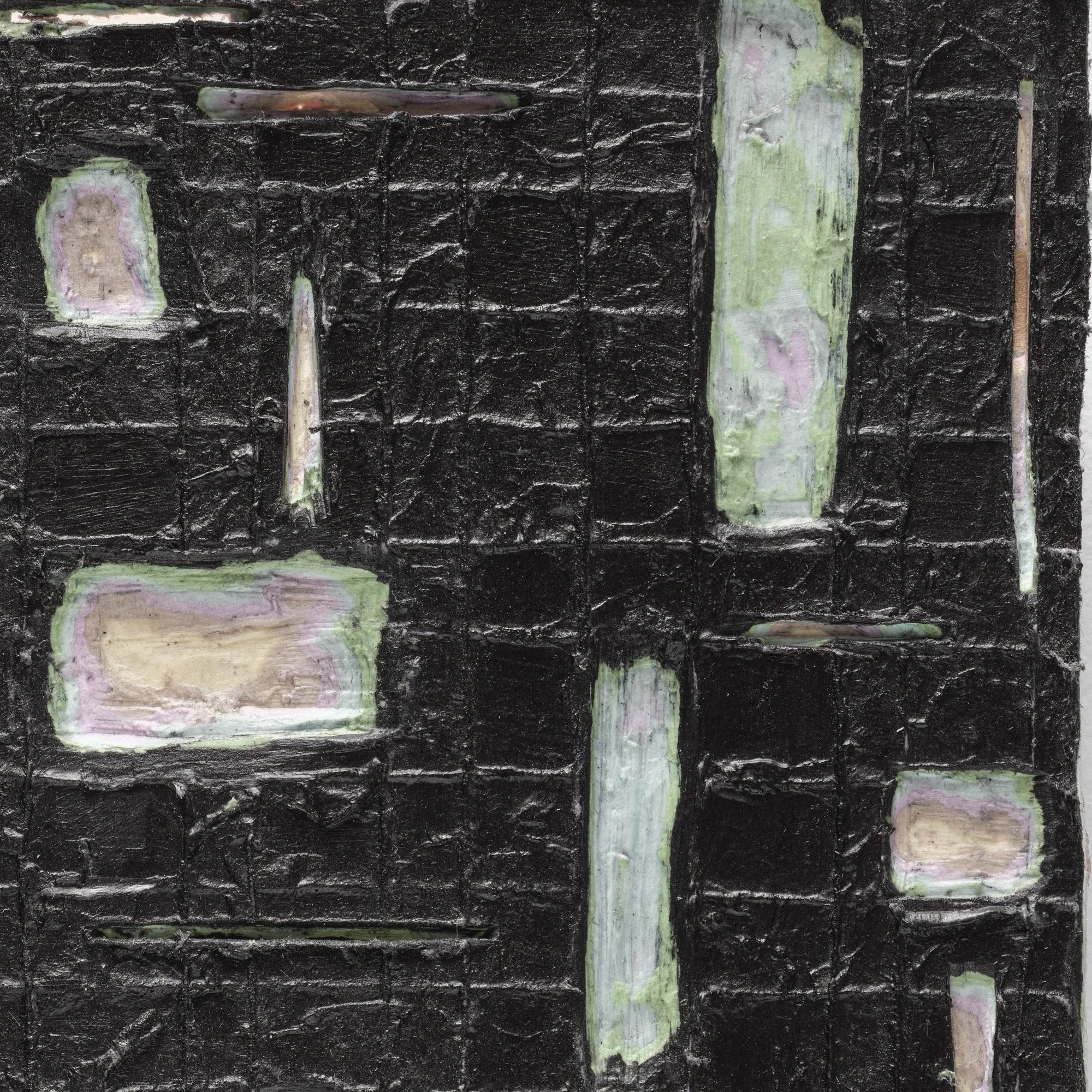 Macro detail of Black #3 highlighting carved paper relief and internal structure