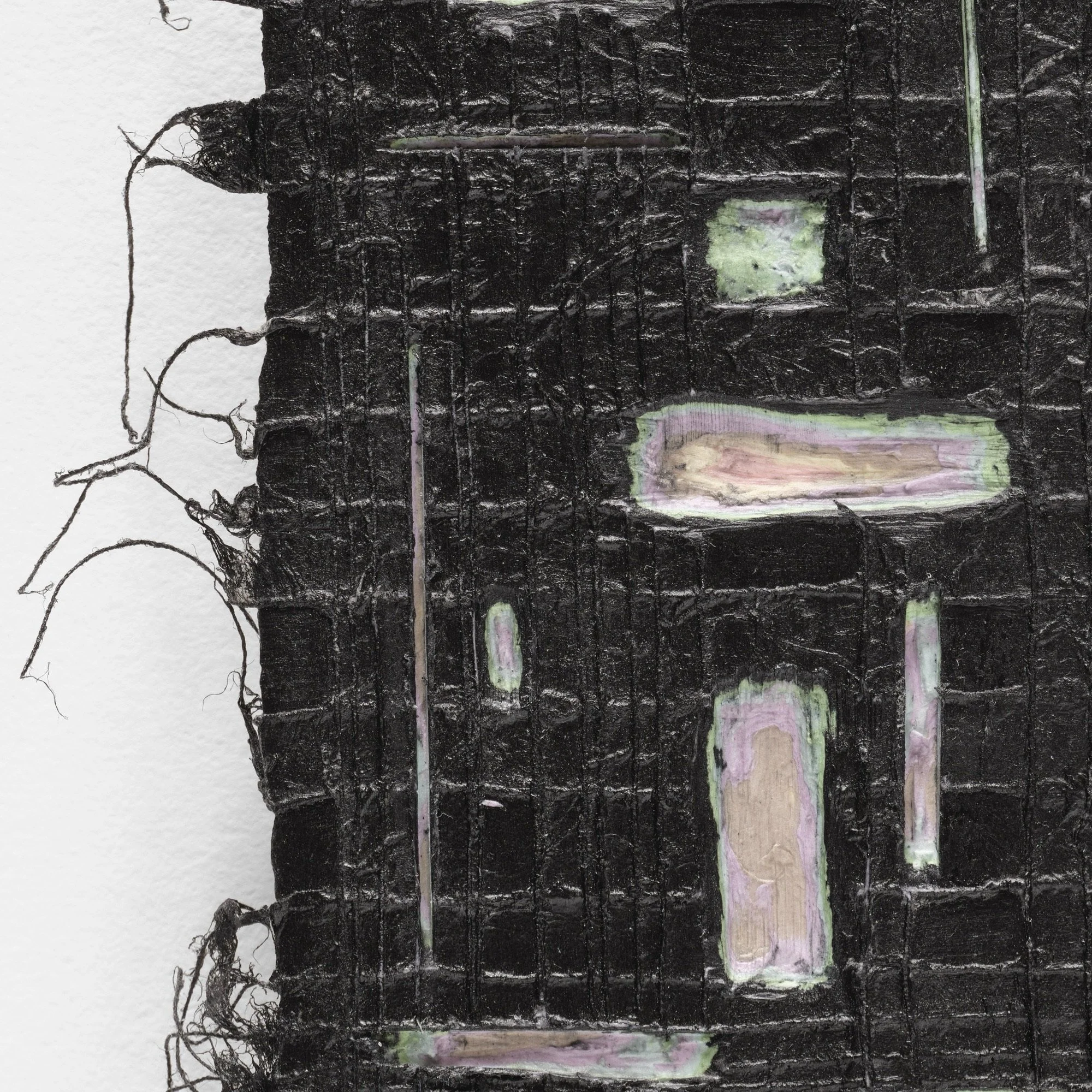 Close-up detail of Black #3 revealing depth, strata, and texture