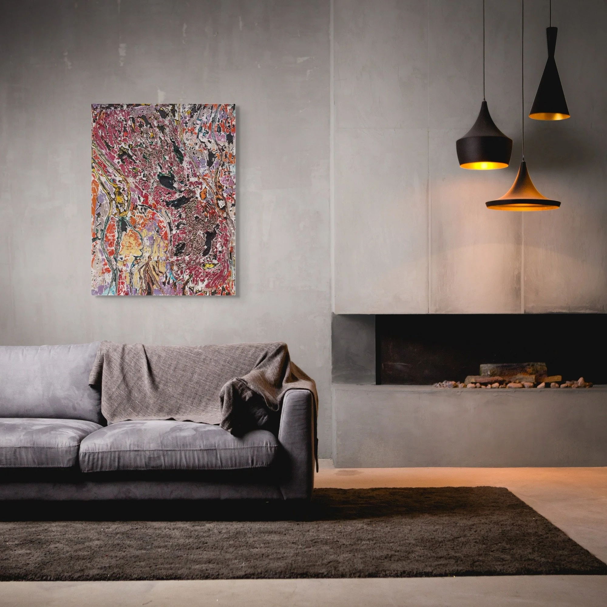 Primalien, sculptural carved paper artwork by Michele Bonds, installed in modern interior