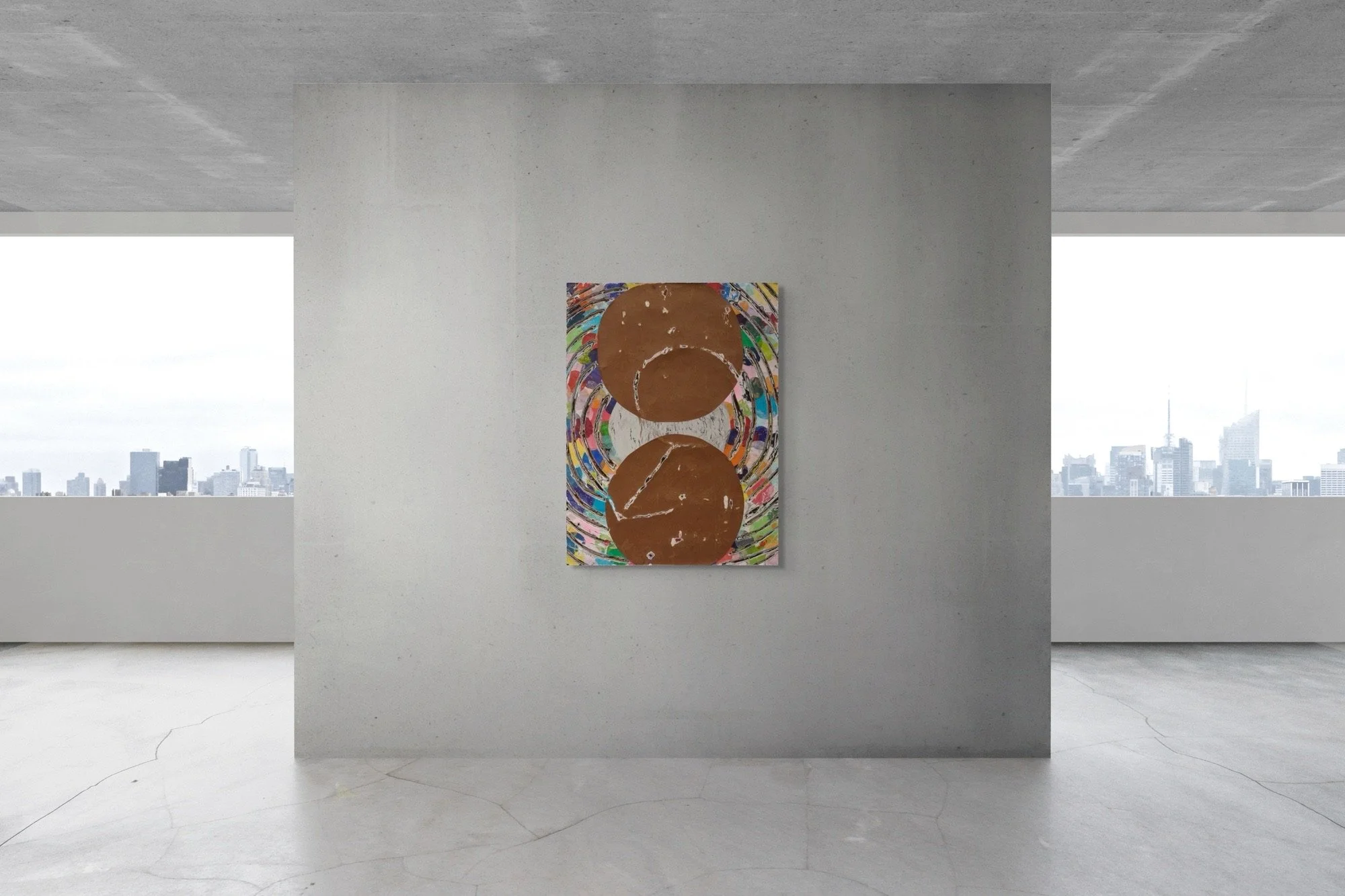 Sakura, layered and hand-carved paper artwork by Michele Bonds, shown in contemporary interior
