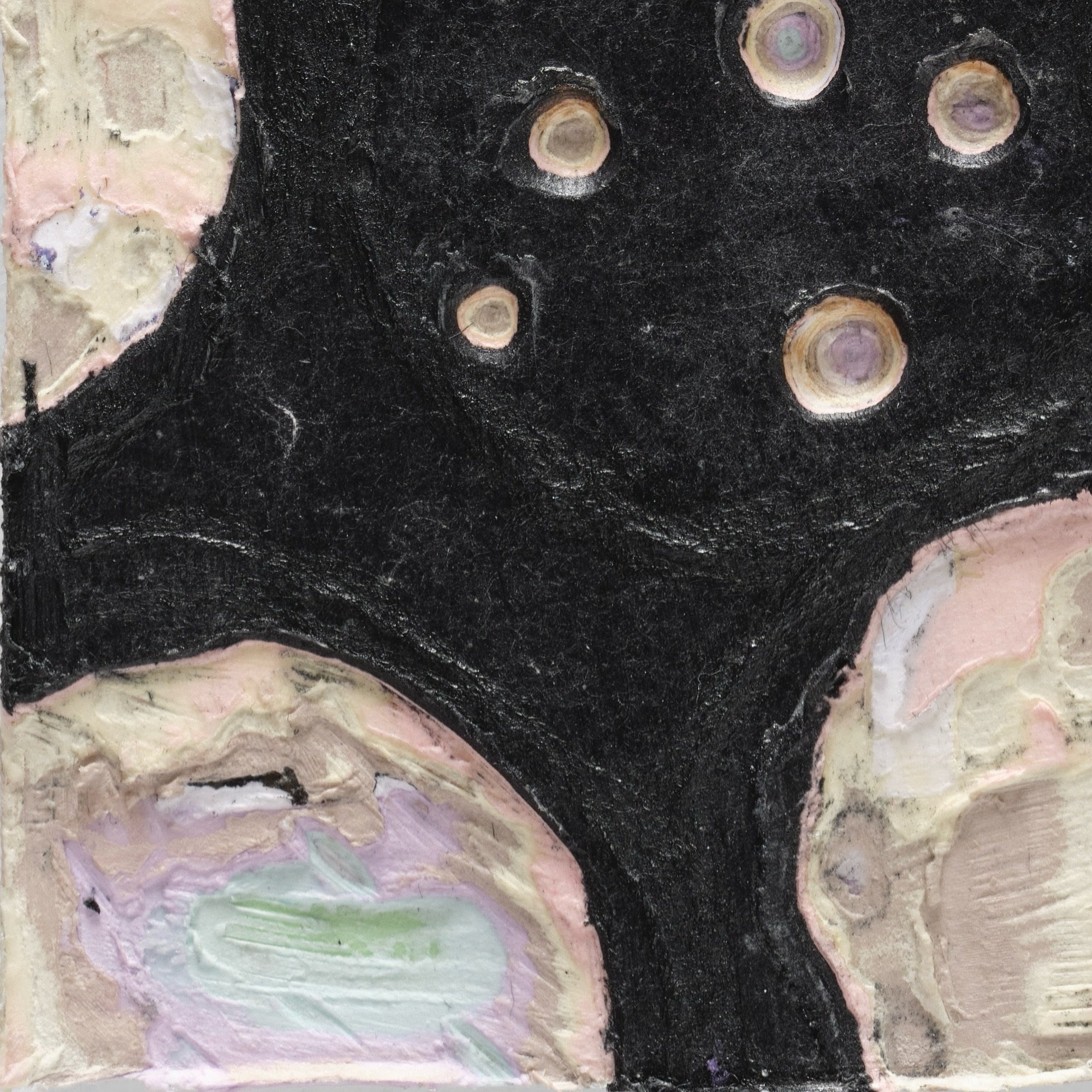 Macro detail of Black #6 highlighting carved paper relief and internal structure