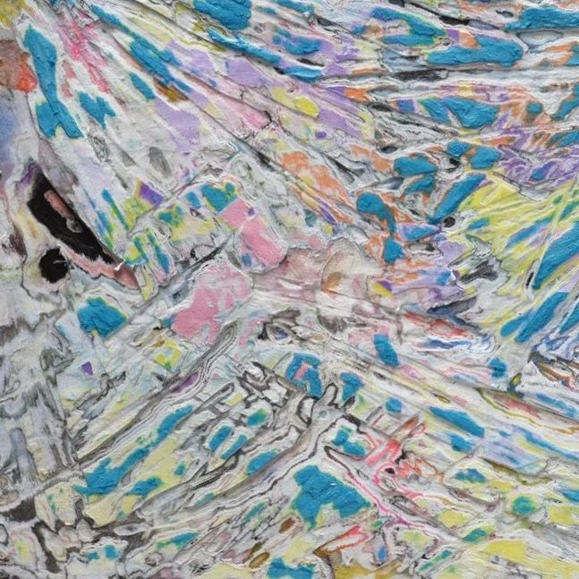 Close-up detail of Fire #1 revealing depth, strata, and texture