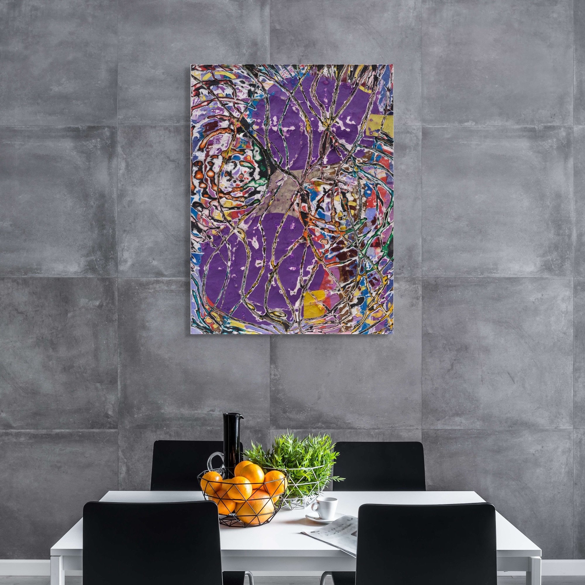 Noirka, sculptural carved paper artwork by Michele Bonds, installed in modern interior