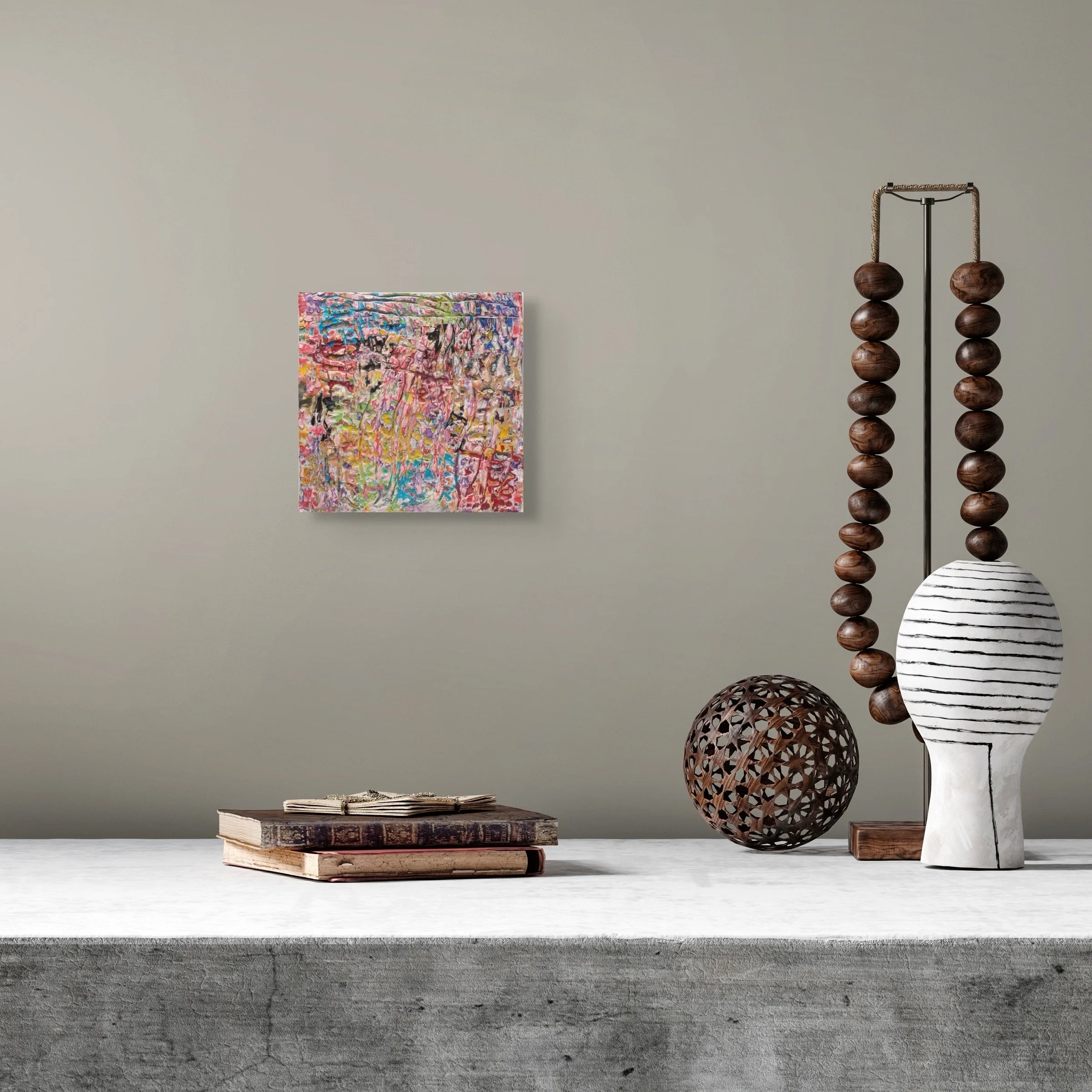 Fire #2, sculptural paper artwork by Michele Bonds, displayed in neutral interior setting