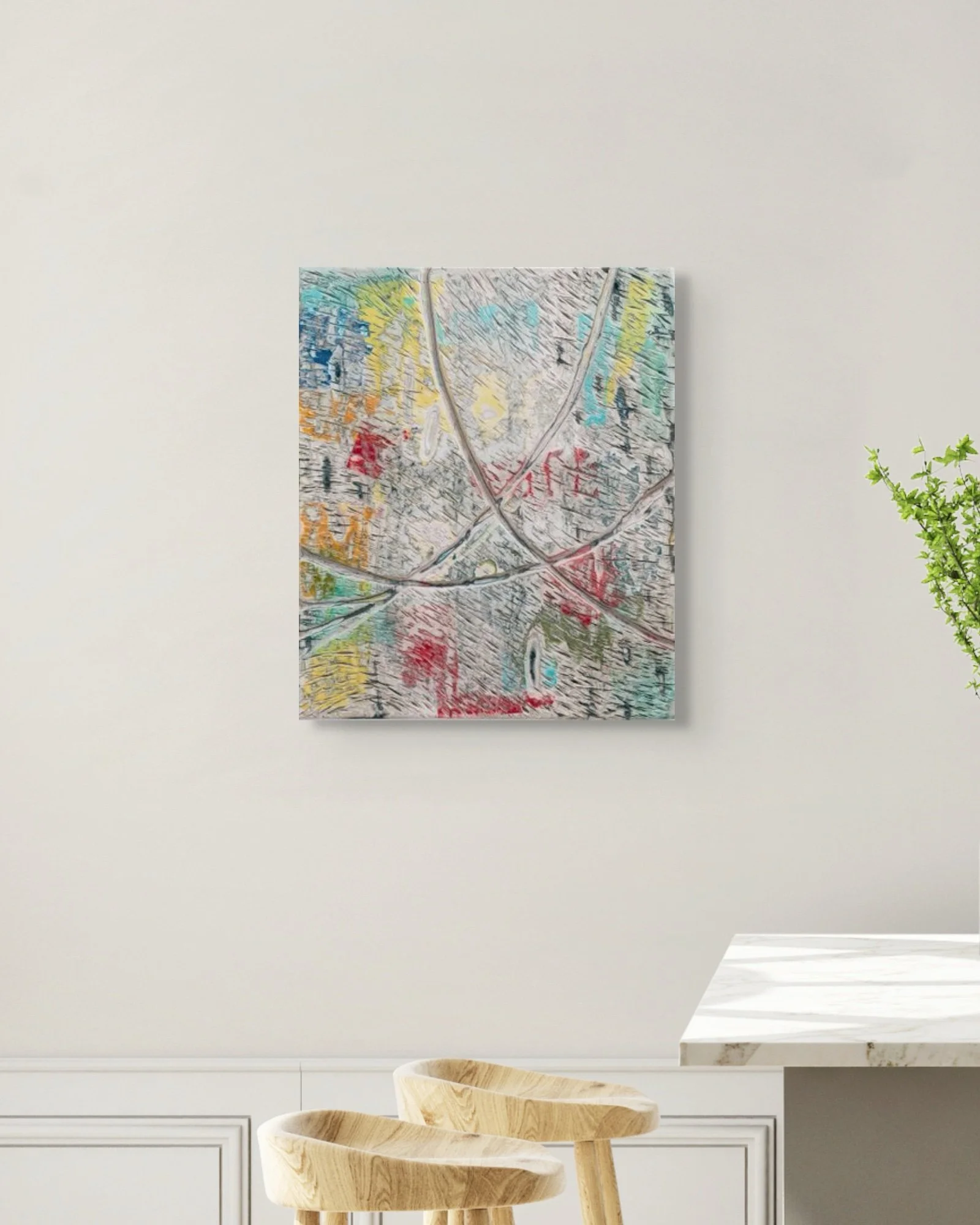 Birth of a Vector, sculptural paper artwork by Michele Bonds, displayed in neutral interior setting