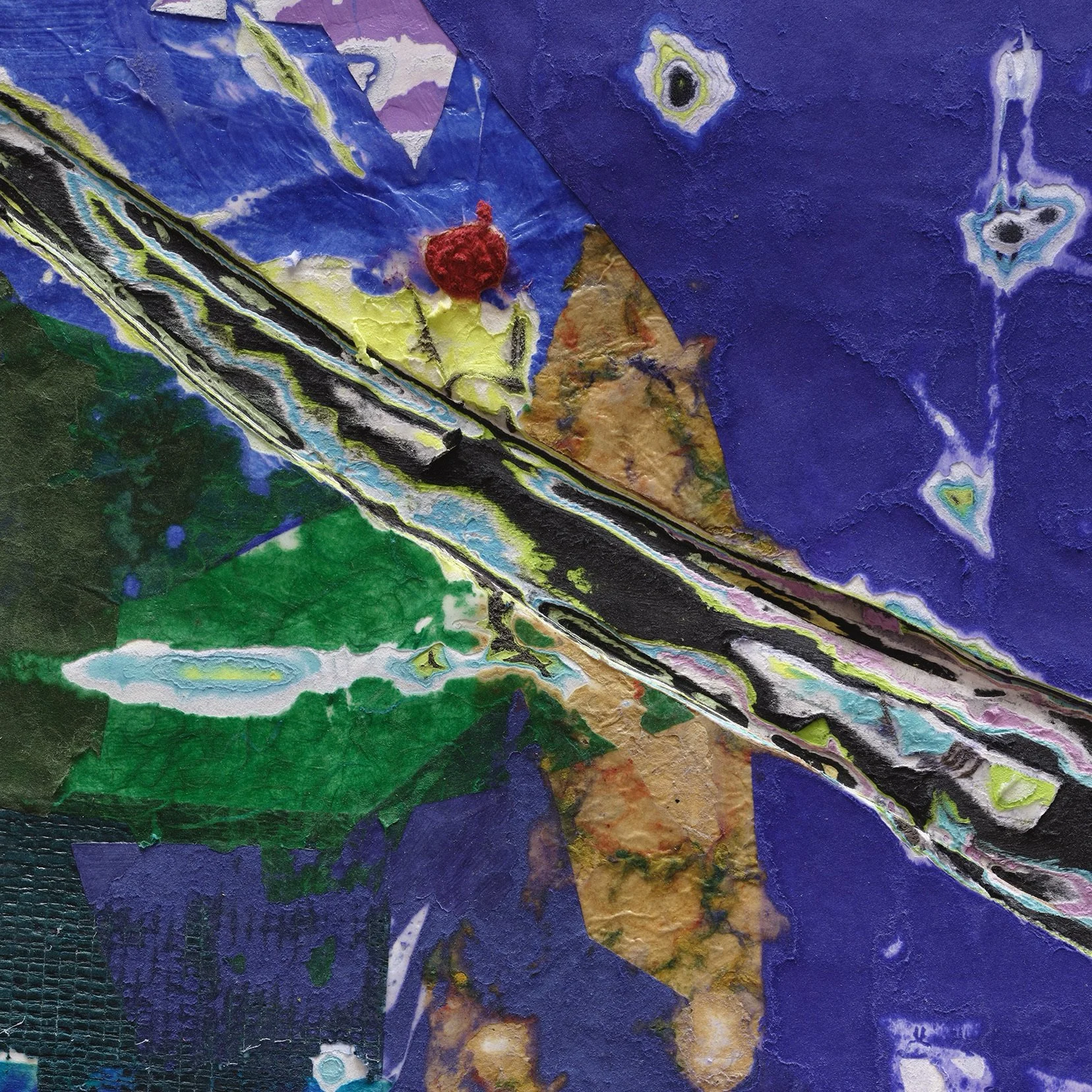 Surface detail of Moldavication with exposed layers and sculptural cuts