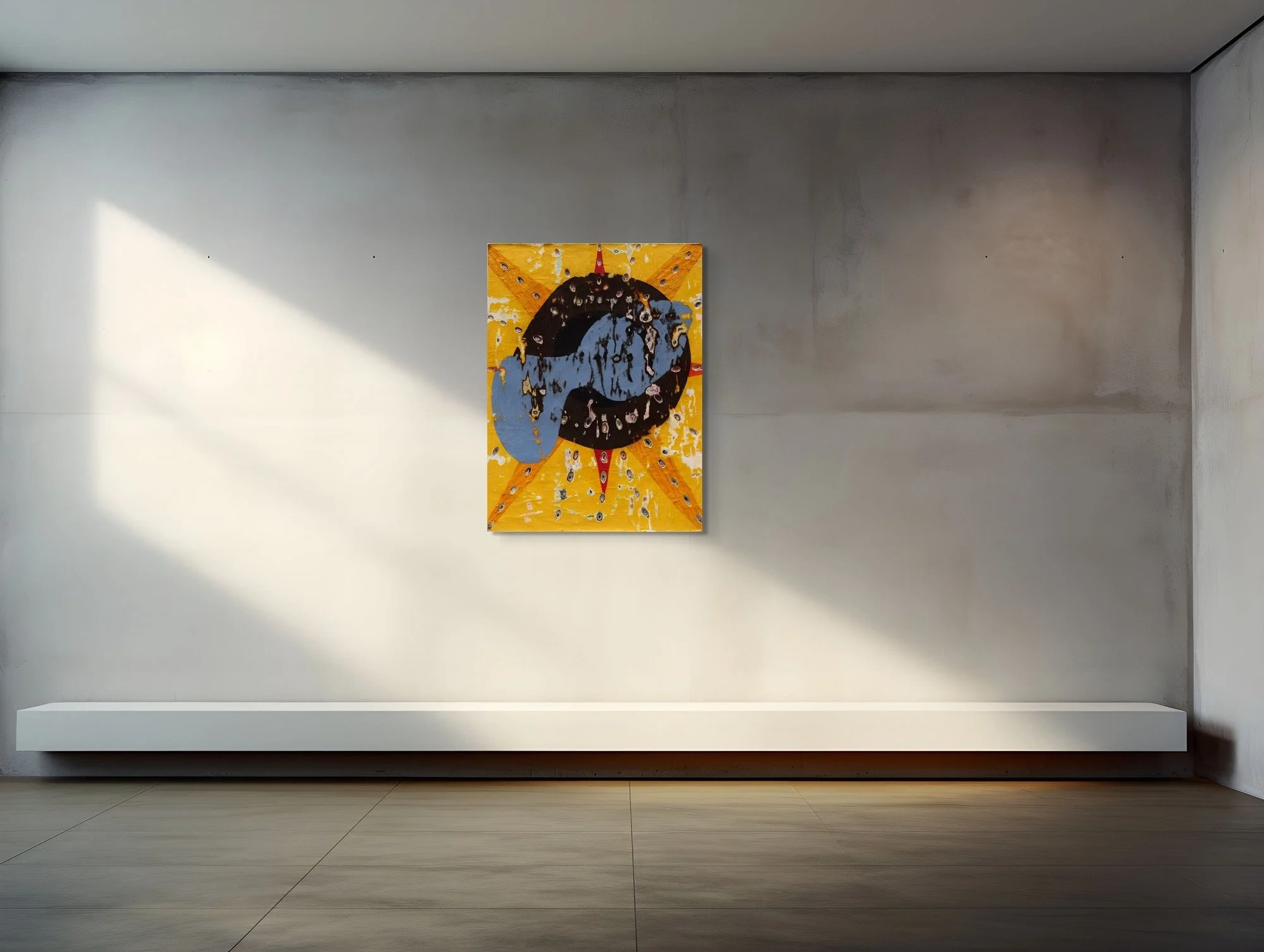 Naga, sculptural paper artwork by Michele Bonds, displayed in neutral interior setting