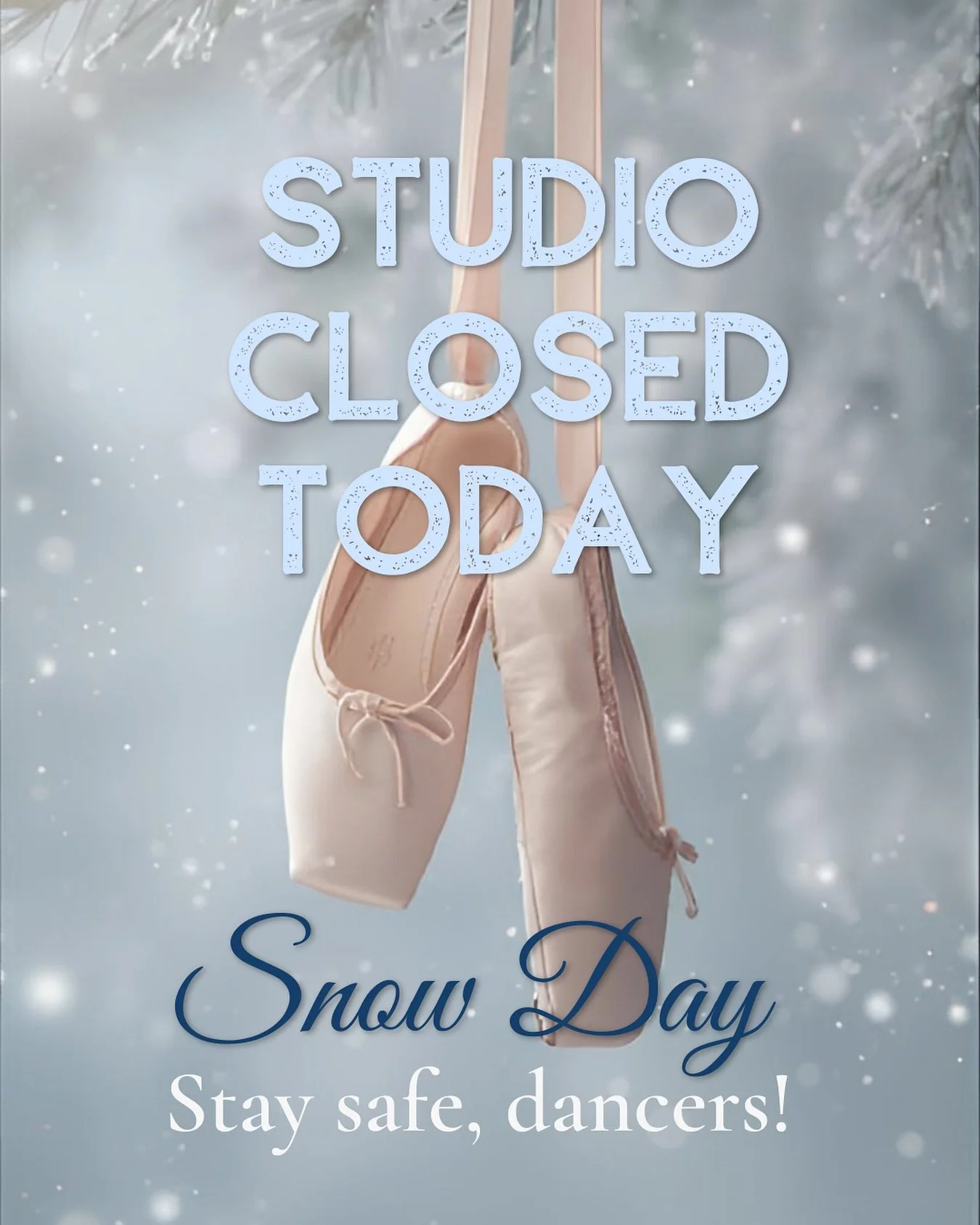 The studio will be closed today due to the snow! ❄️❄️