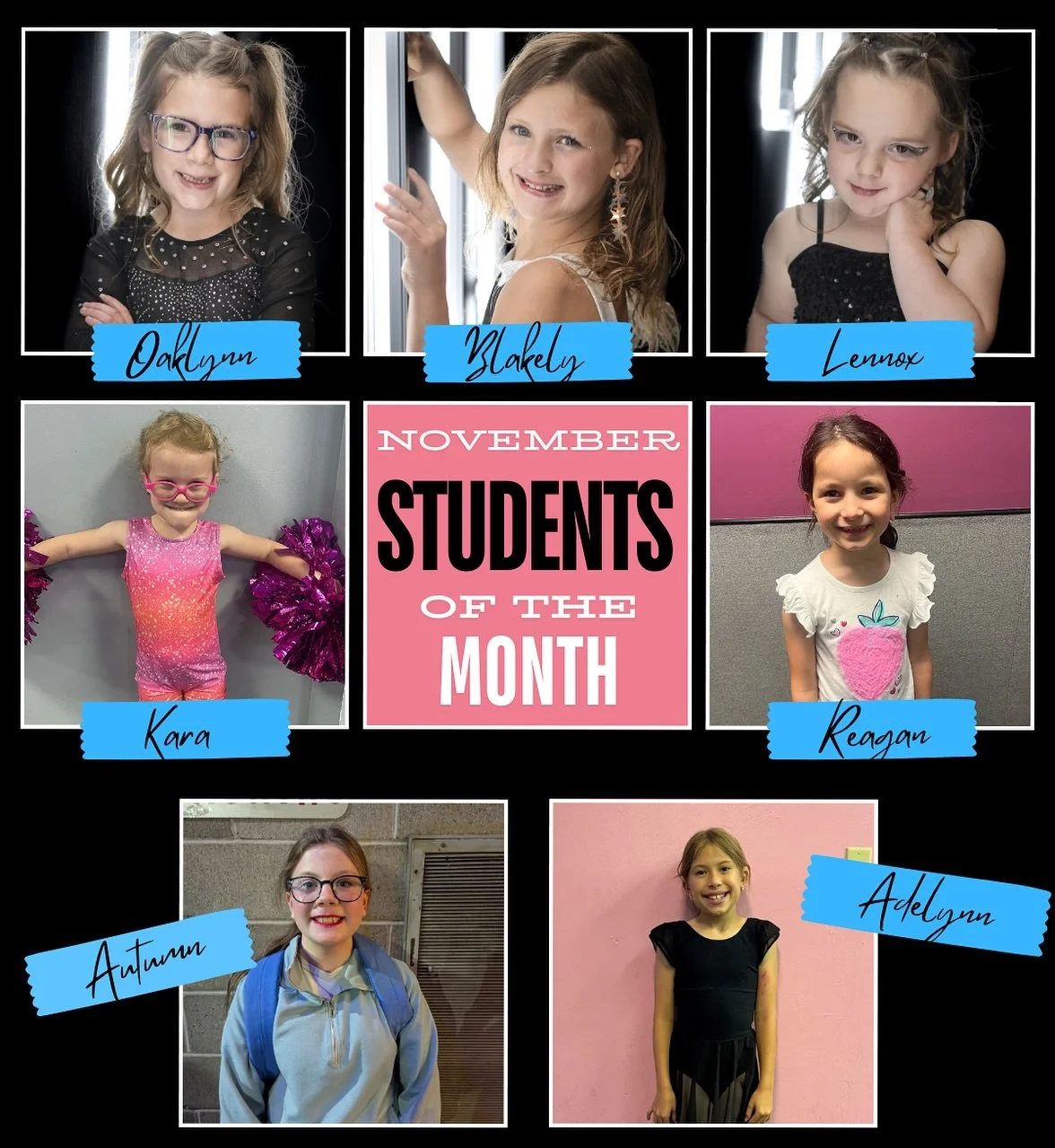 At the end of each month, our teachers choose students who have had a great attitude, worked hard, and showed dedication to their classes during November. We are excited to share our students of the month!
&hellip;
Oaklynn Bilby
Blakely Clark
Lennox 
