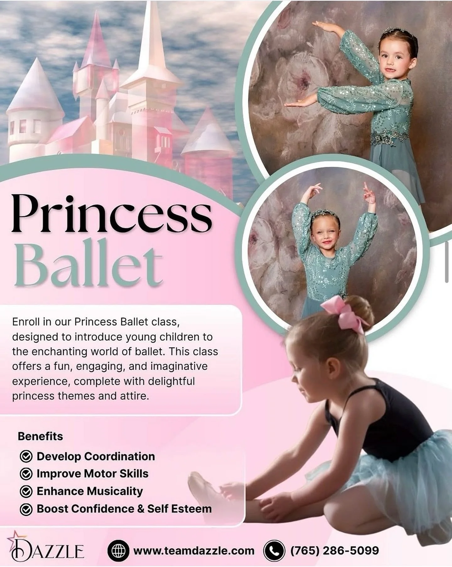 Our Princess Ballet classes introduce little dancers to basic ballet technique through magical themes, creative movement, and storytelling&mdash;building confidence, coordination, and a love for dance! Students will learn the fundamentals of ballet i