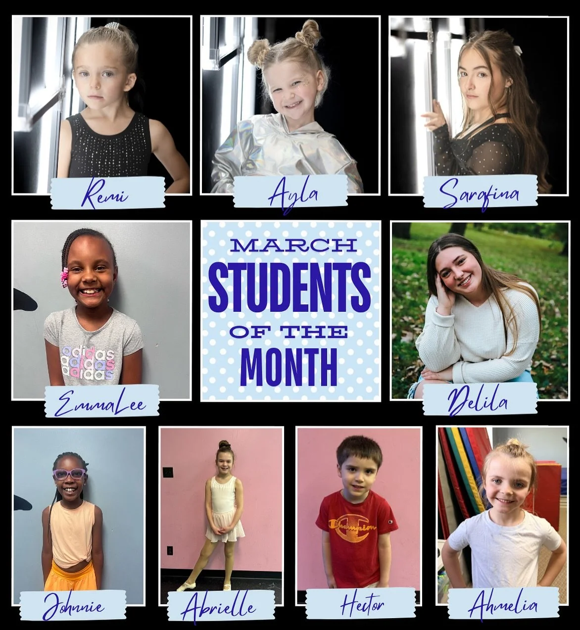 At the end of each month, our teachers choose students who have had a great attitude, worked hard, and showed dedication to their classes during that month. We are excited to share our February students of the month!
&hellip;
Addy Dubois
Alaina Davis