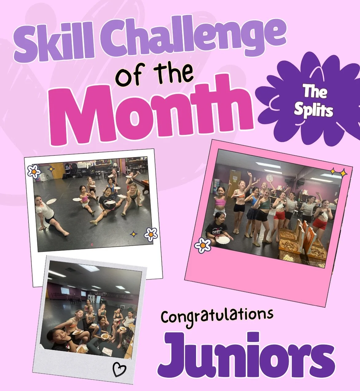 Big cheers to our amazing juniors for winning March&rsquo;s skill challenge! 🎉🍕
Their hard work, focus, and determination paid off as they mastered their splits&mdash;and earned themselves a well-deserved pizza party to celebrate! We&rsquo;re so pr