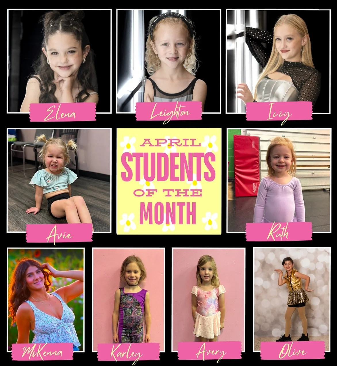 At the end of each month, our teachers choose students who have had a great attitude, worked hard, and showed dedication to their classes during that month. We are excited to share our April students of the month!
&hellip;
Elena Jarnigin
Leighton Cin