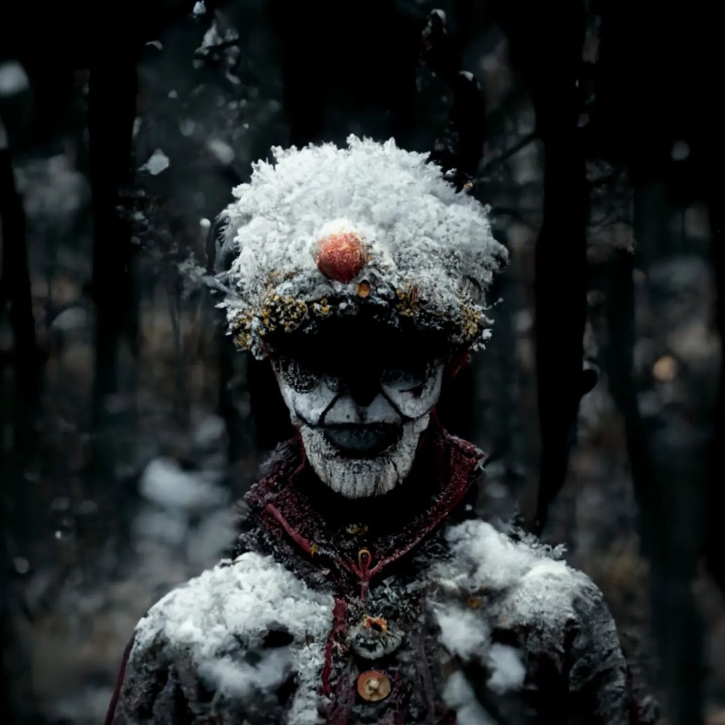 I made some winter forest clowns with an AI (Midjourney) and they're really gorgeous and special. They also have an Eastern European folk costume vibe I am loving. Happy Seasons!